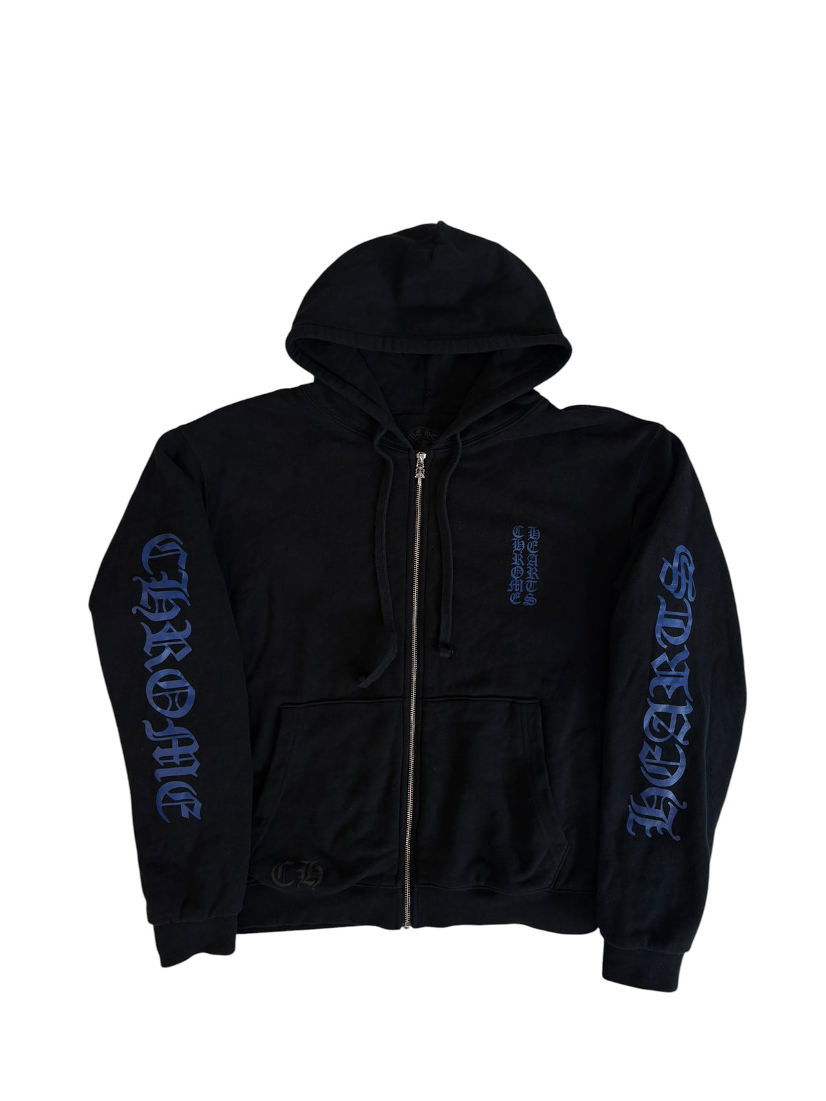 Chrome Hearts Blue Vertical Logo Thermal Zip-Up Hoodie