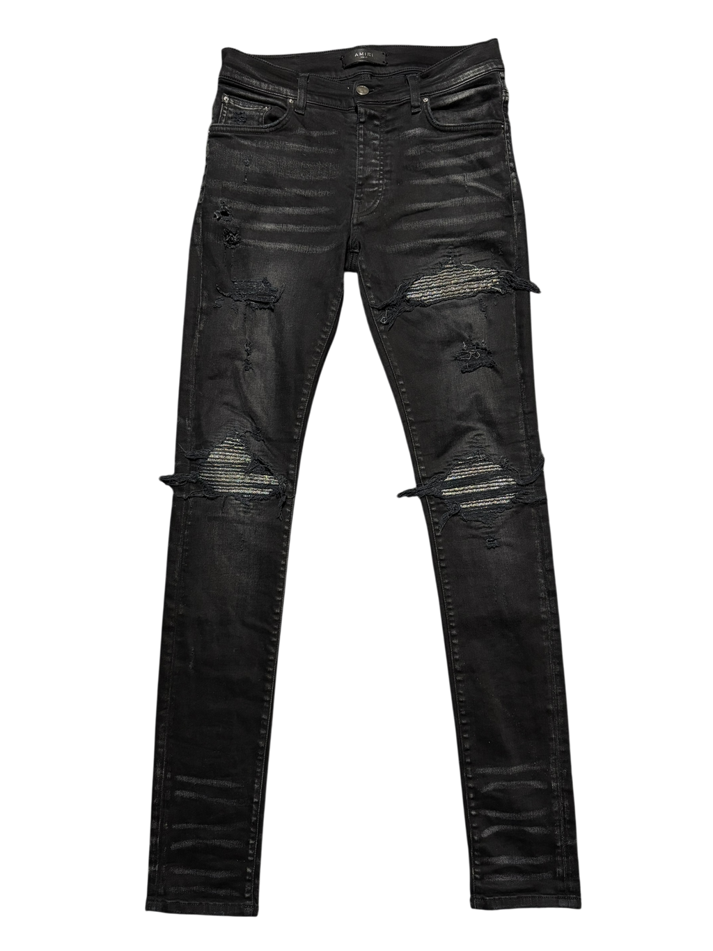 Amiri MX1 Black Iridescent Patch Jeans