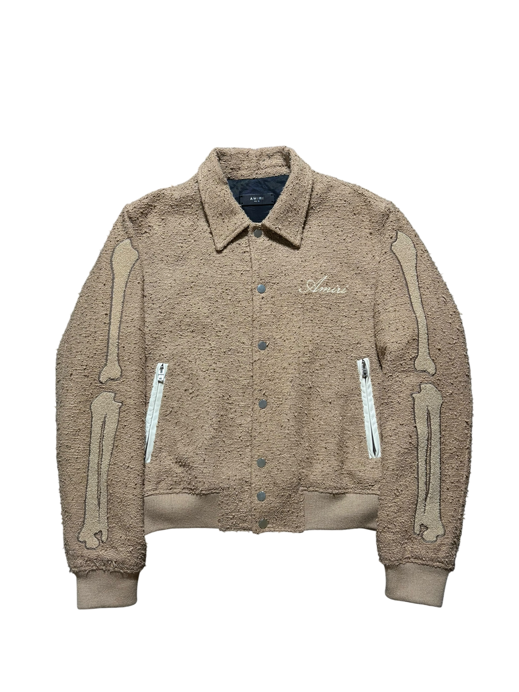 Amiri Bones Brown Boucle Varsity Jacket - Size 52