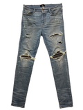 Amiri MX1 LightWash Black Patch Jeans - Size 38