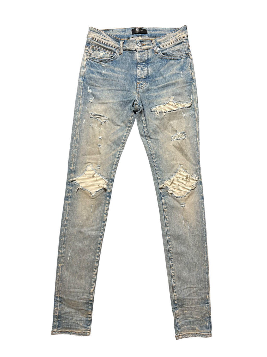 Amiri MX1 Light Wash White Patch Jeans - Size 31