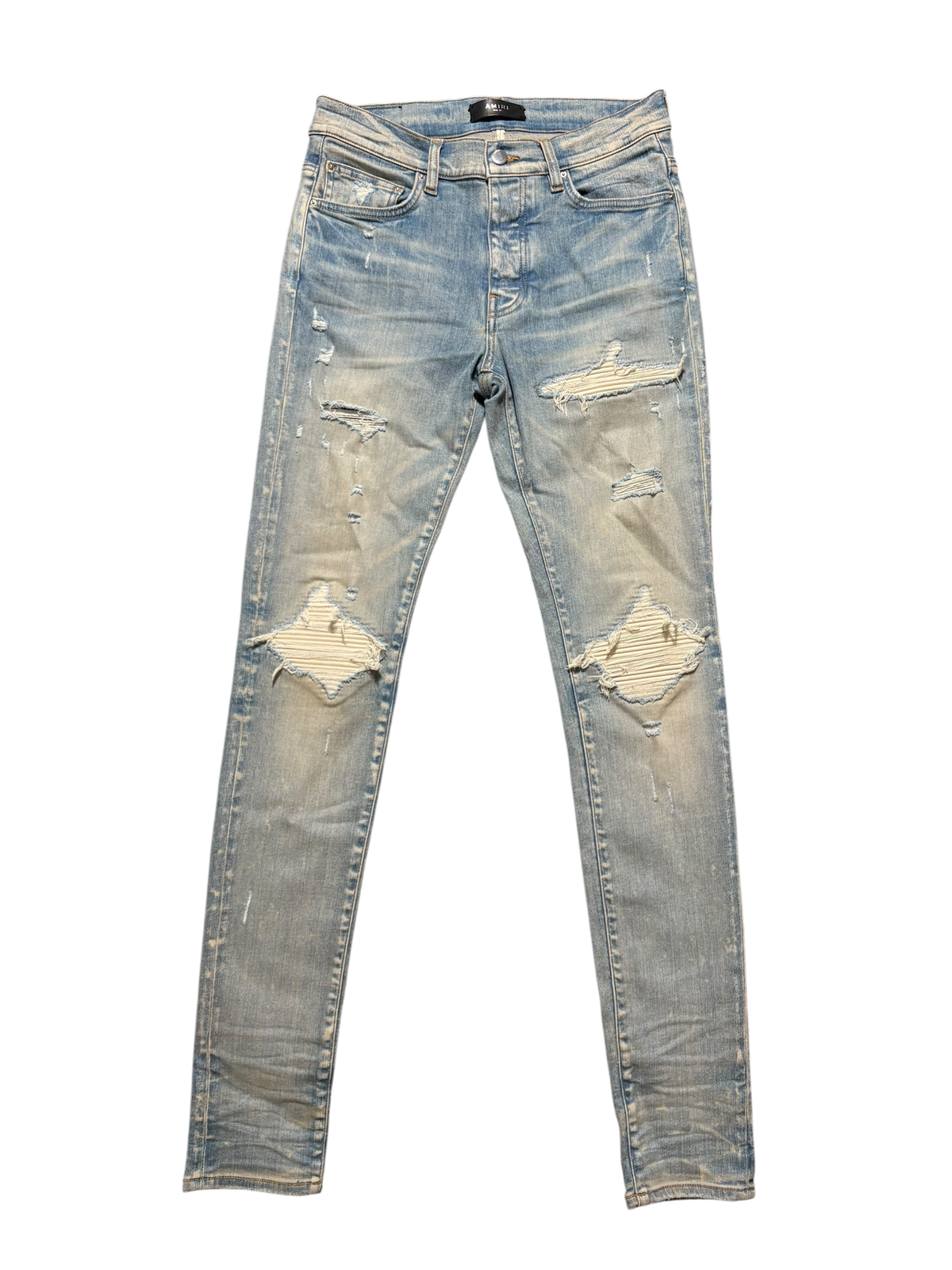 Amiri MX1 Light Wash White Patch Jeans - Size 31