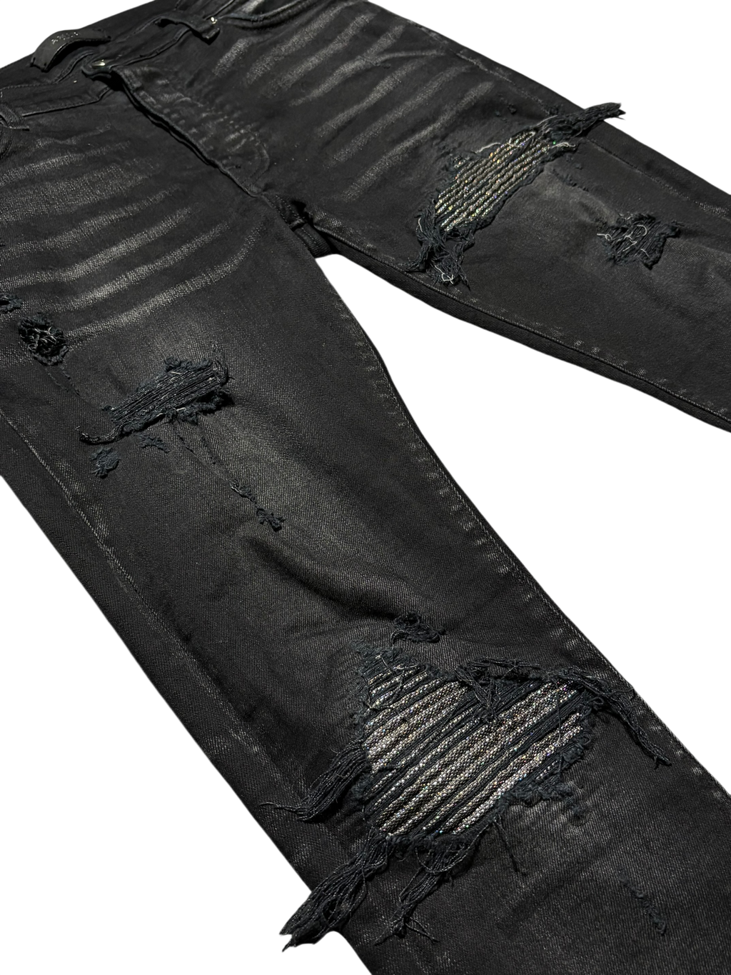 Amiri MX1 Black Iridescent Patch Jeans