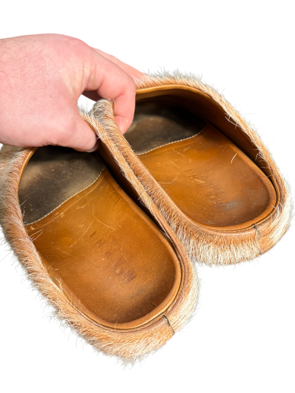 Marni Acid Orange Fur Mules - Size 8
