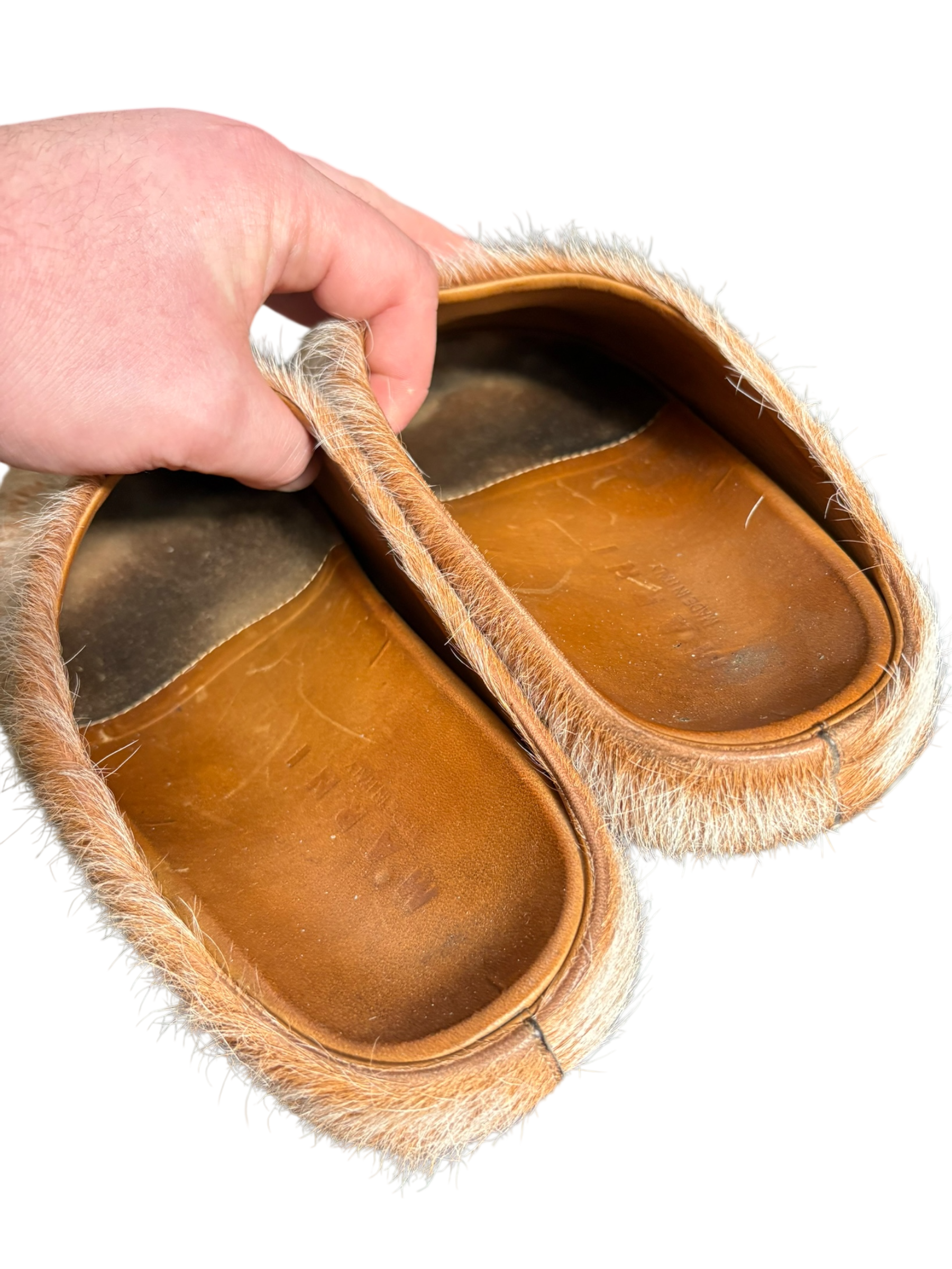 Marni Acid Orange Fur Mules - Size 8