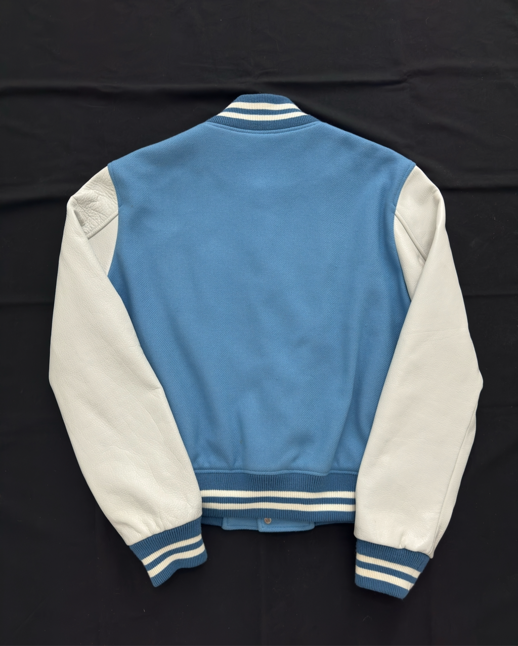 AMIRI Varsity Leather Jacket Light Blue/White - Size XL