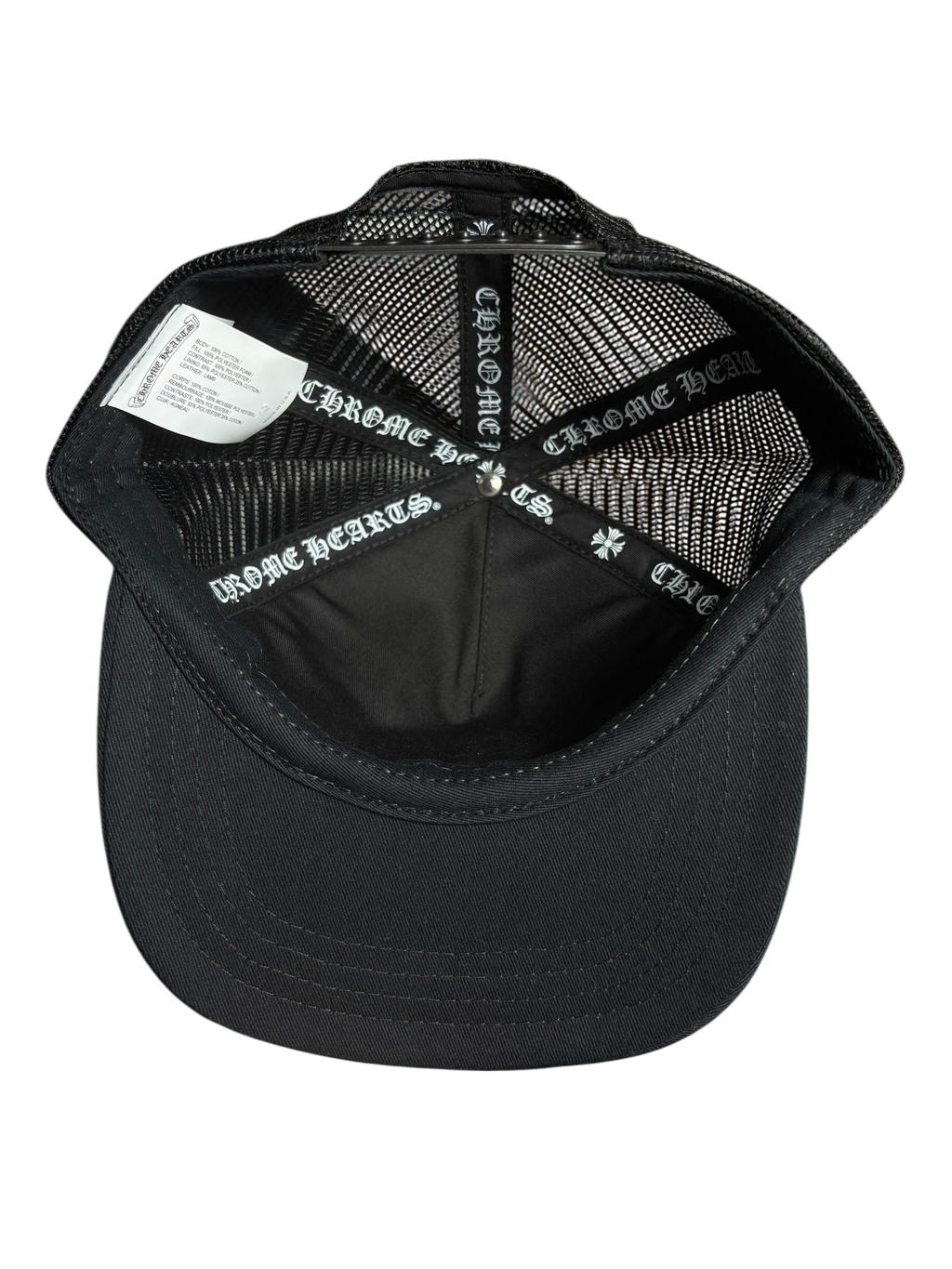 Chrome Hearts Cemetery Three Cross Black on Black Trucker Hat
