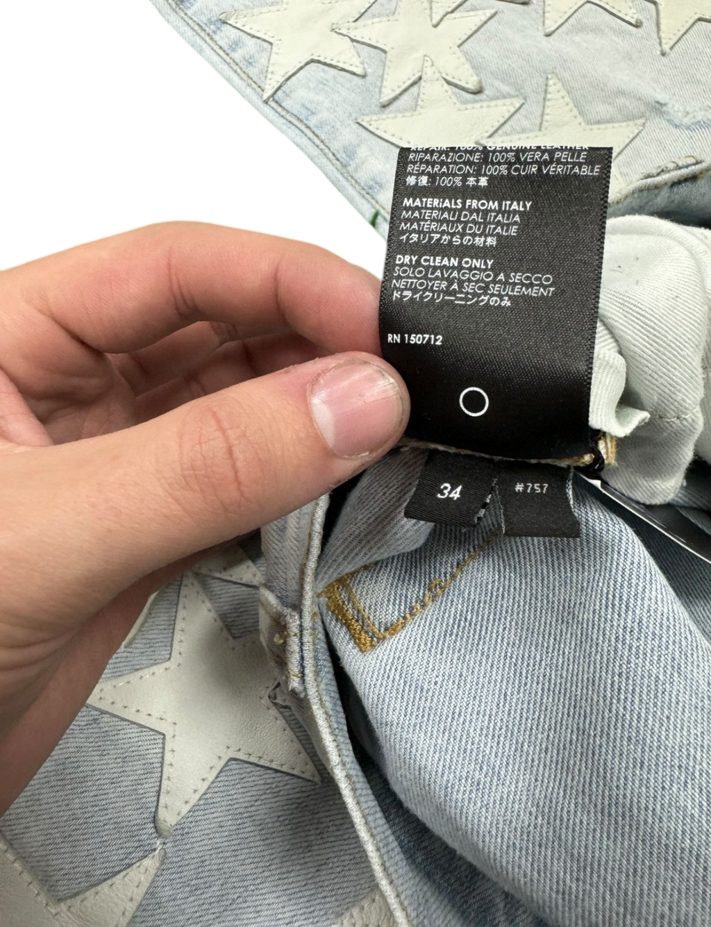 Amiri Jeans Light Wash Chemist White Star 34