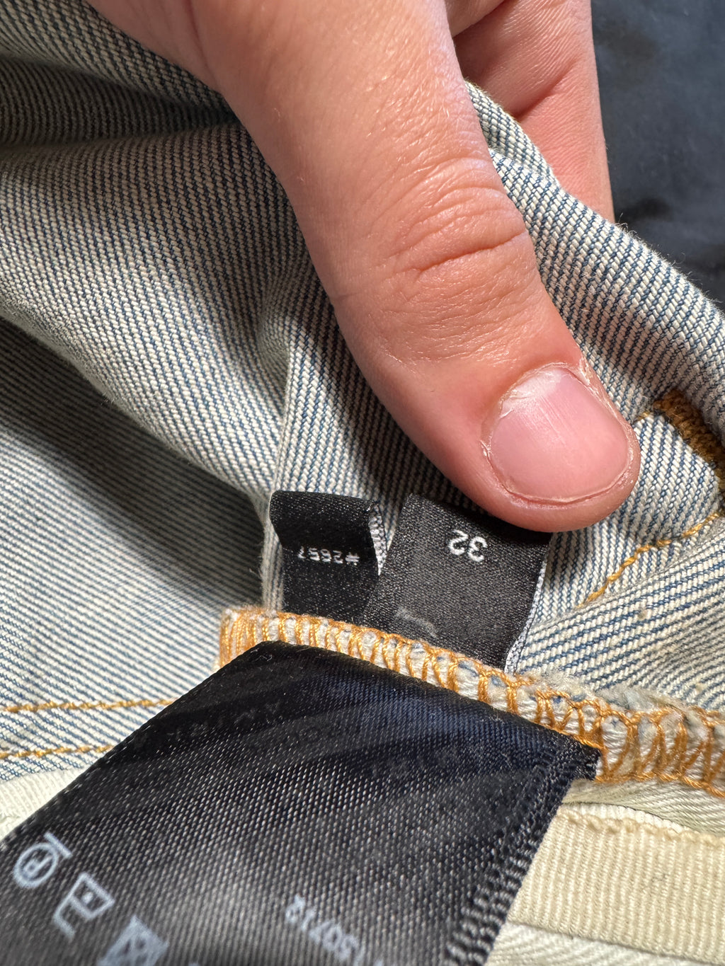 Amiri Mx1 Light Wash Green Plaid Patch Jeans