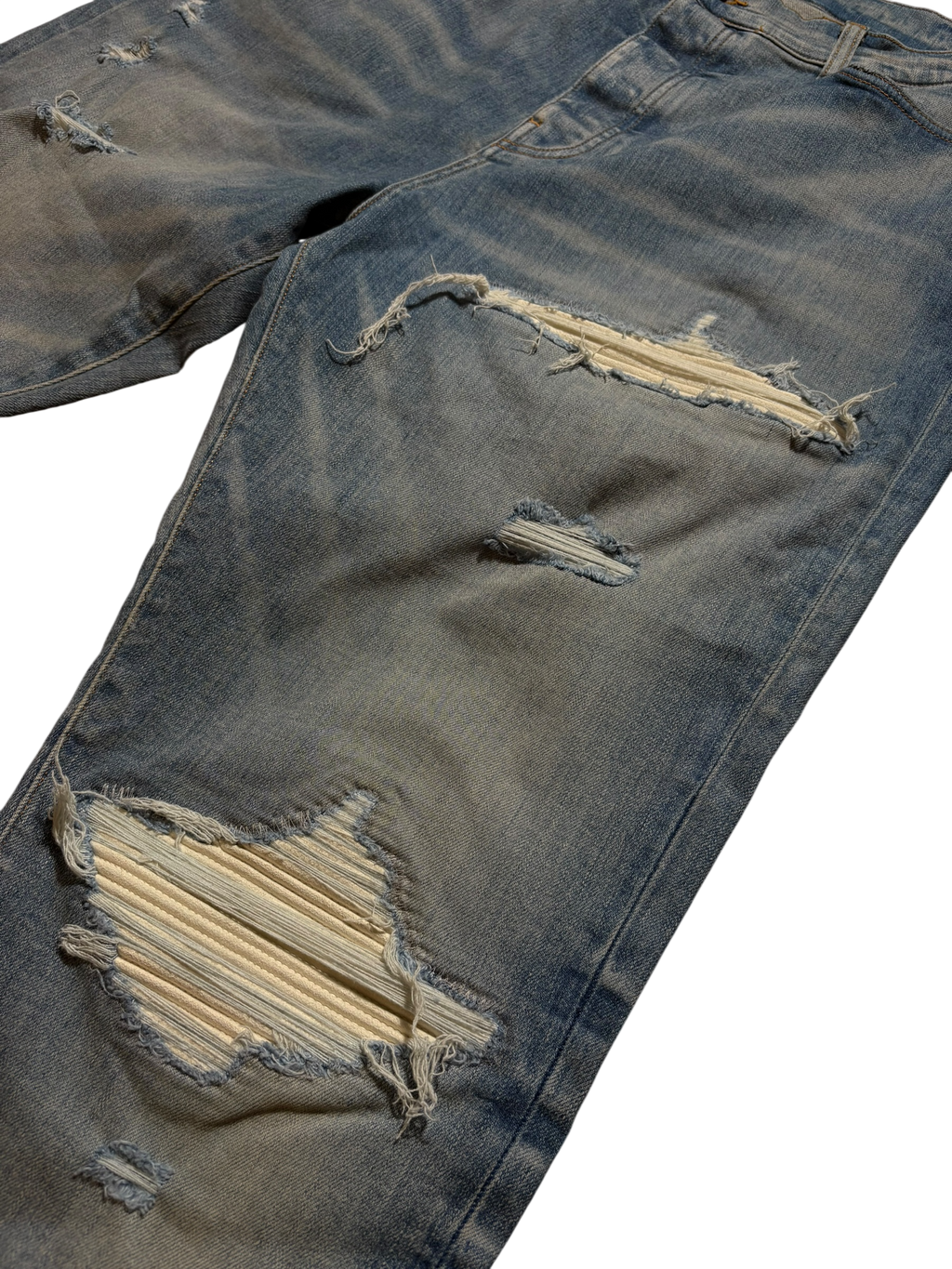 Amiri MX1 Light Wash White Patch Jeans - Size 40