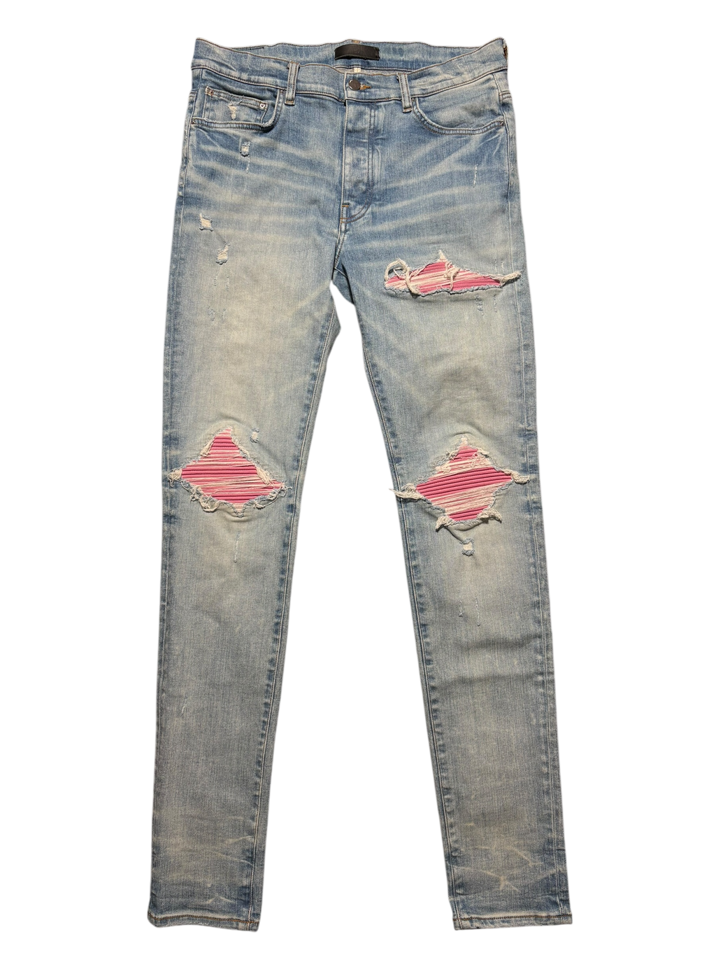 Amiri MX1 LightWash Pink Patch Jeans