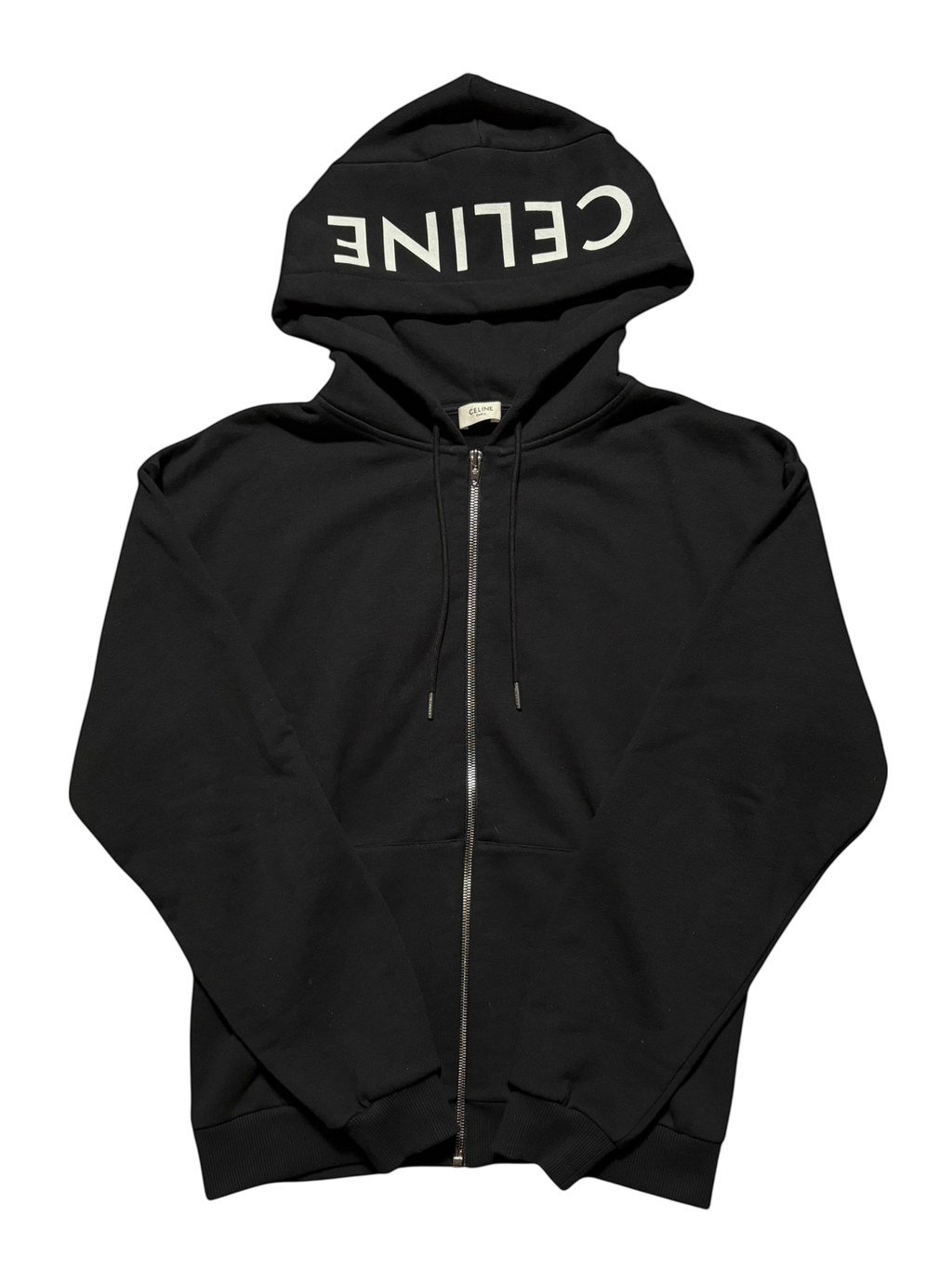 Celine Hood Logo Zip-Up Hoodie