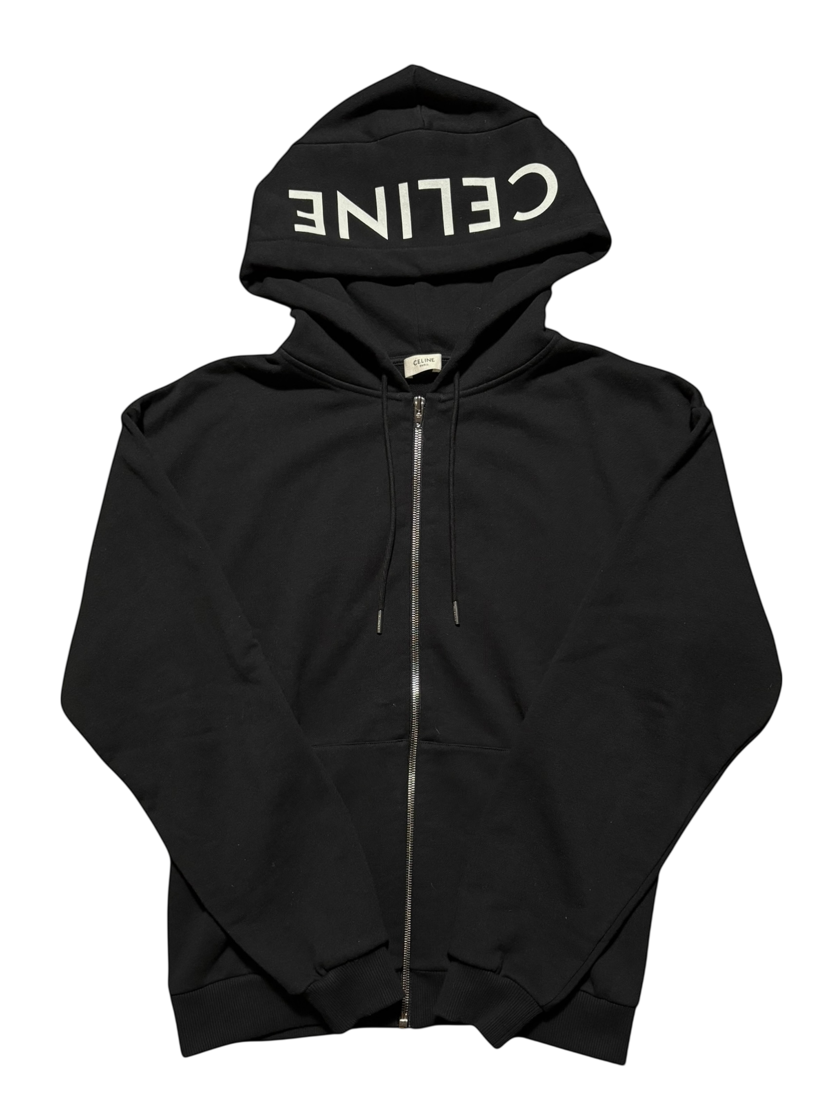 Celine Hood Logo Zip-Up Hoodie