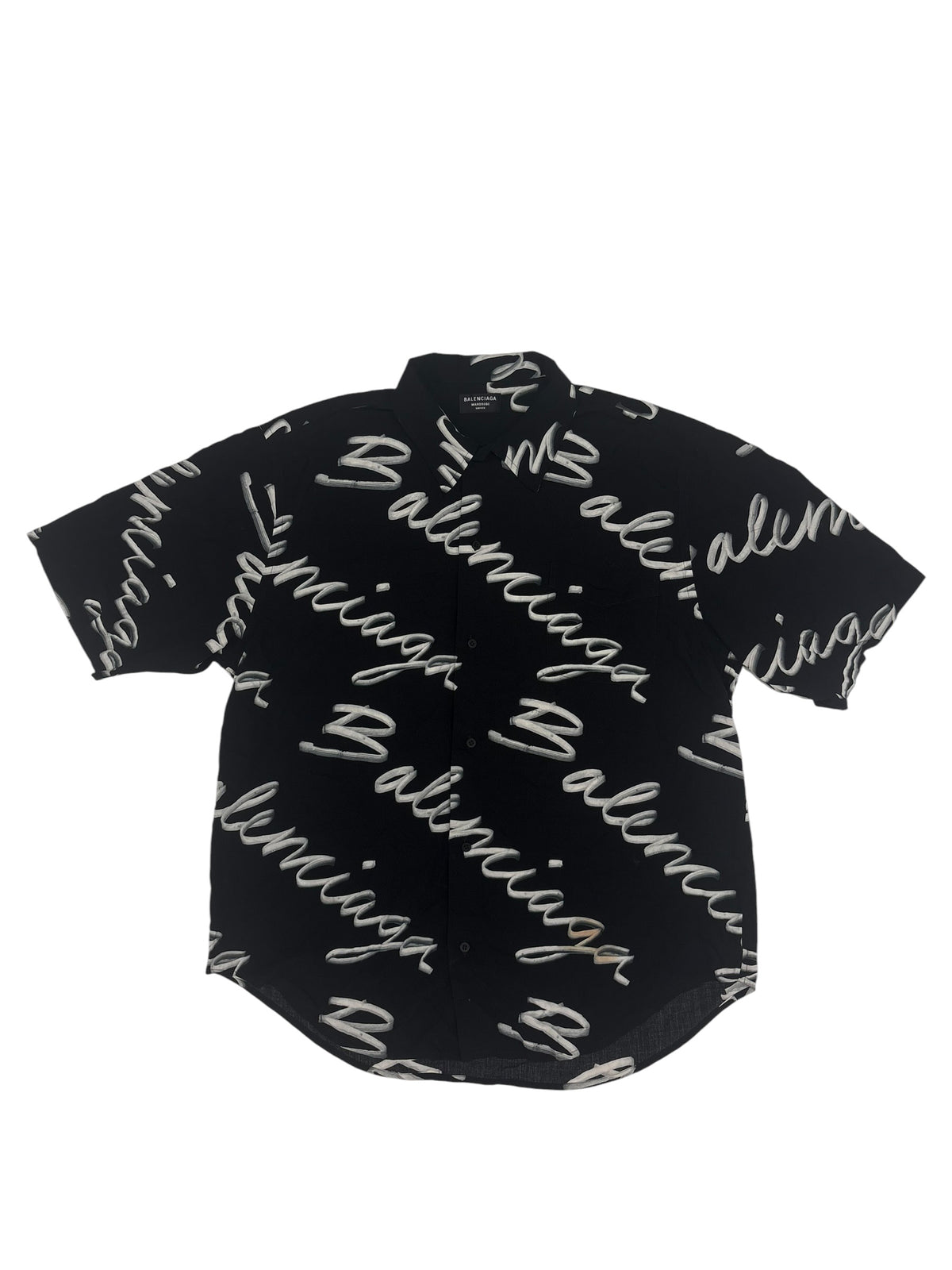 Balenciaga Black & White Script Button Up Shirt