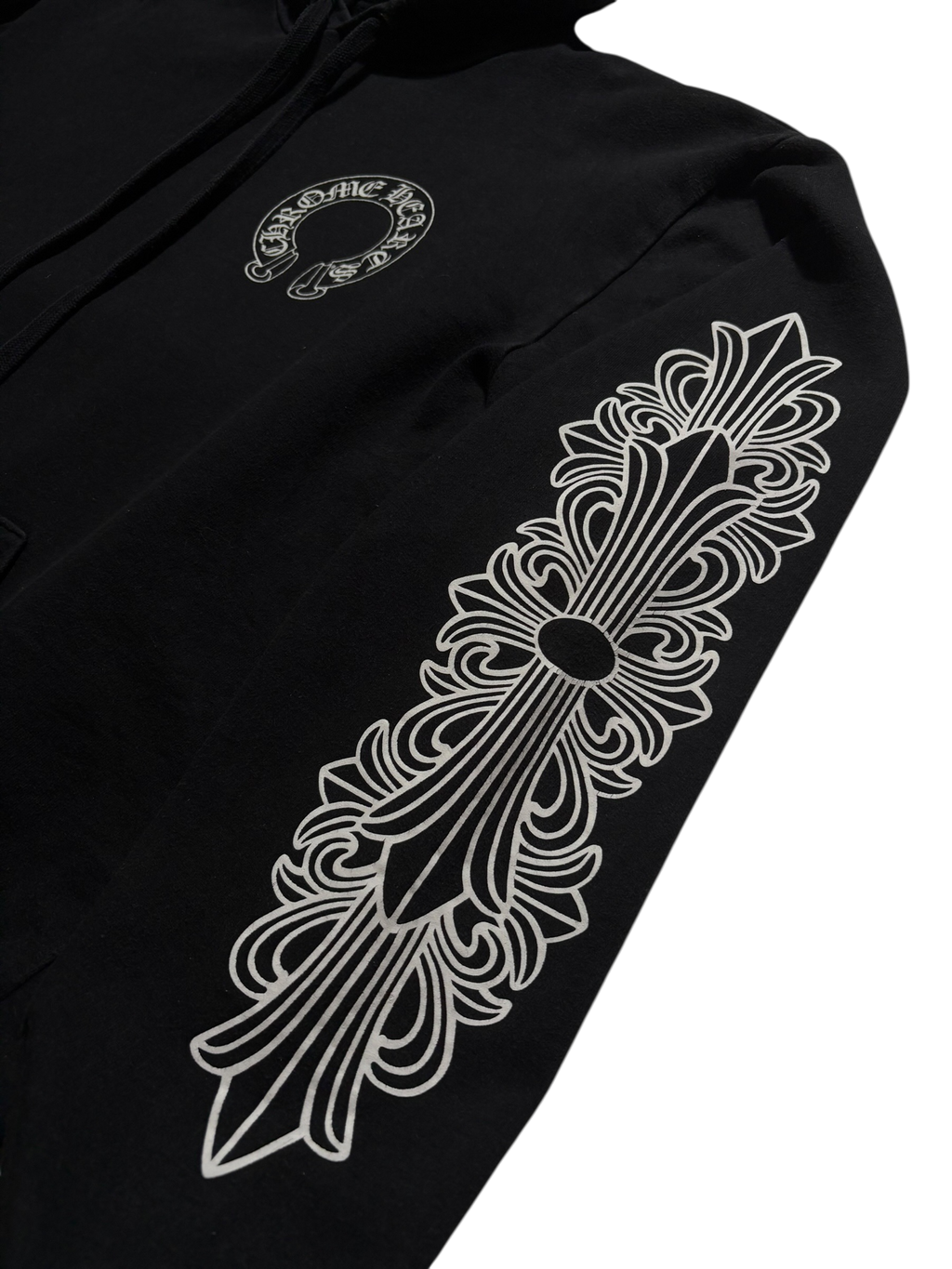 Chrome Hearts Floral Sleeve Horseshoe Pullover Hoodie - Large