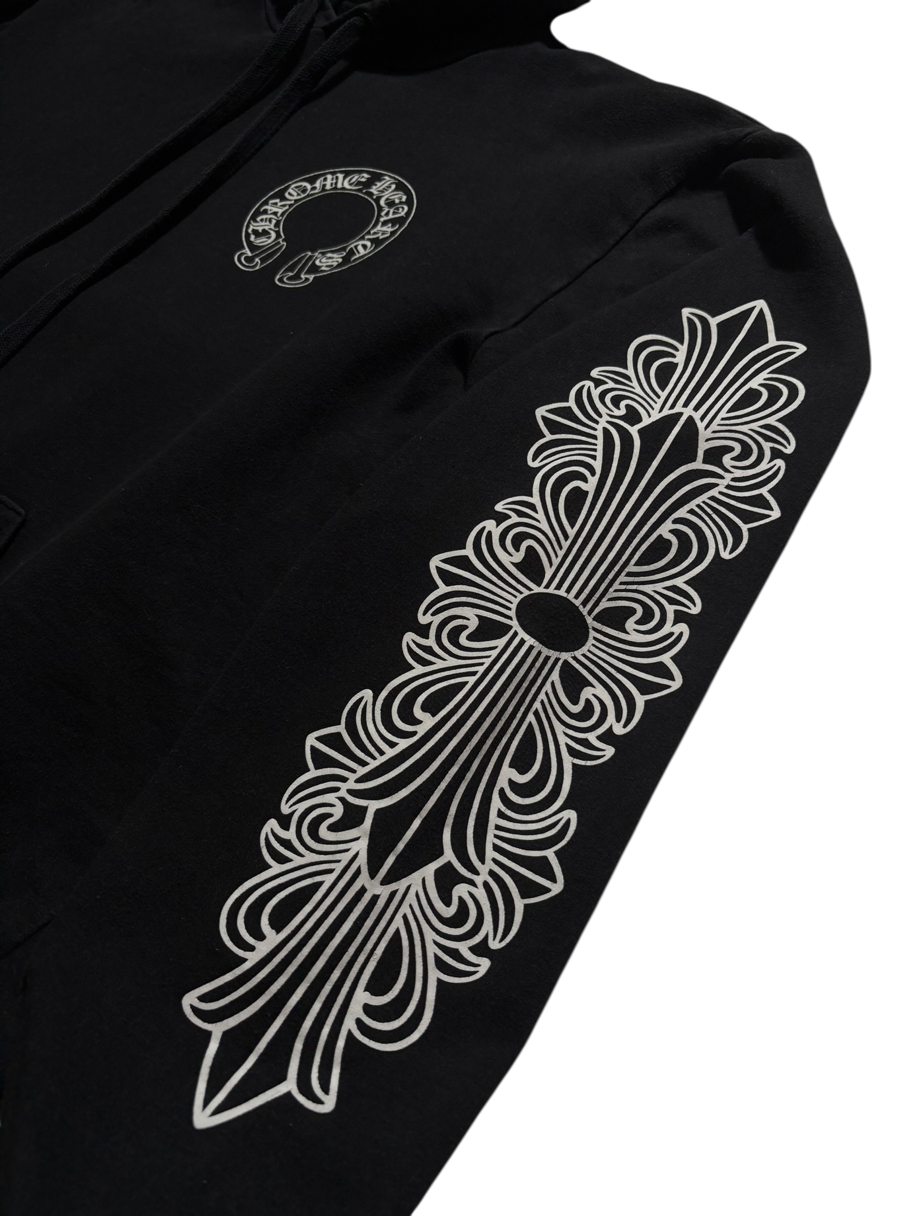 Chrome Hearts Floral Sleeve Horseshoe Pullover Hoodie - Large