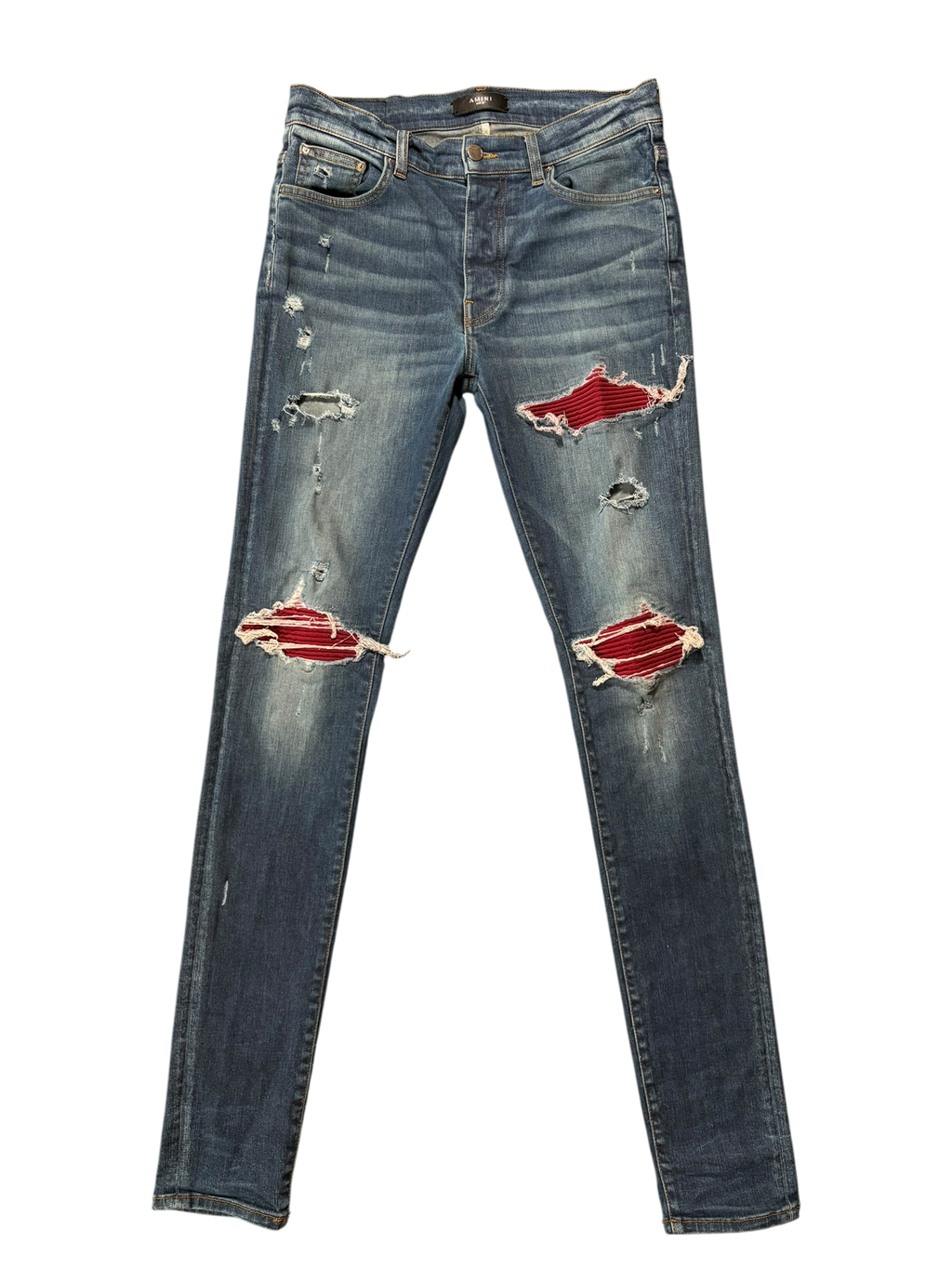 Amiri MX1 Dark Wash Red Patch Jeans