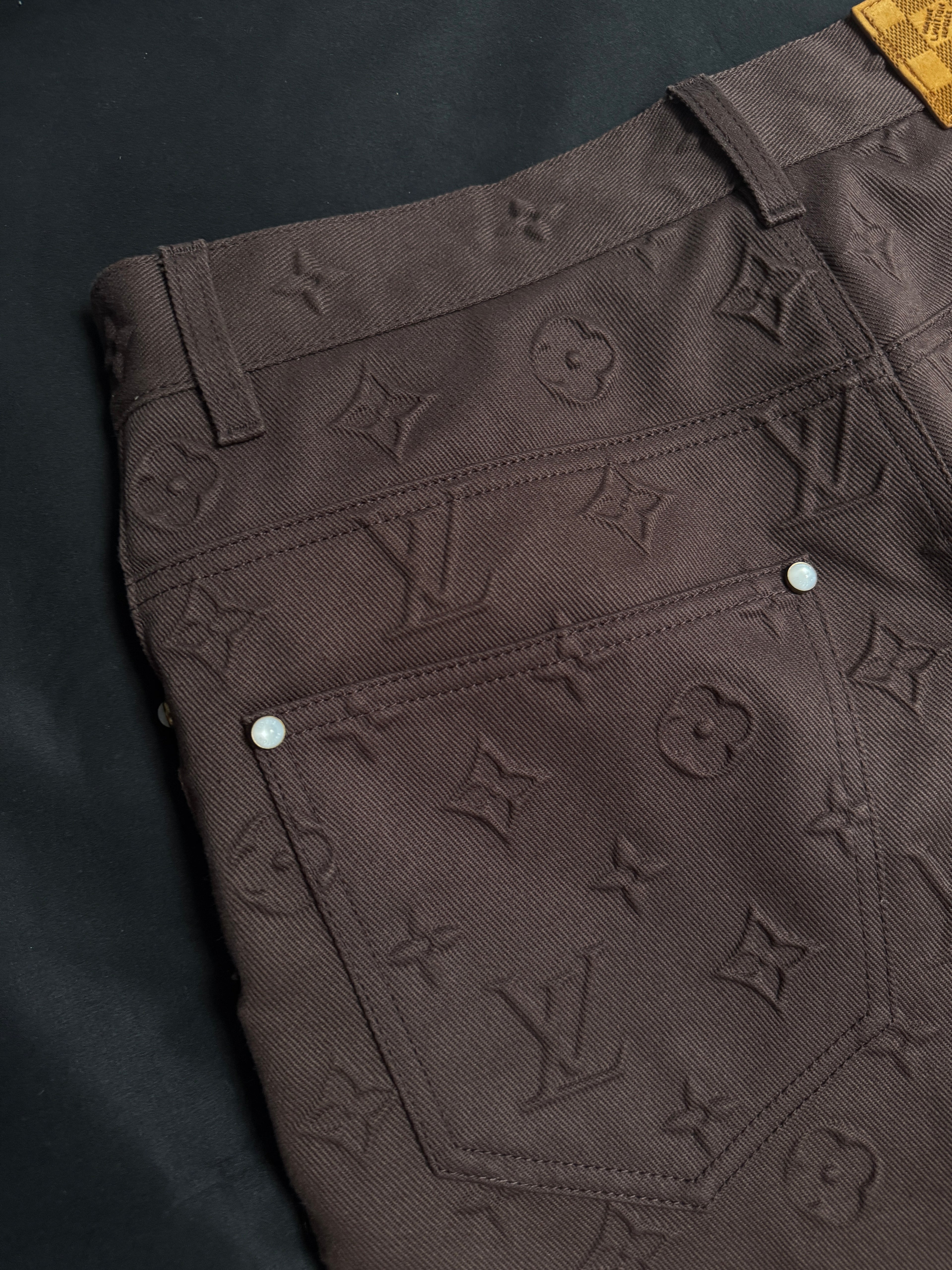 Louis Vuitton Brown Monogram Embossed Skate Jeans