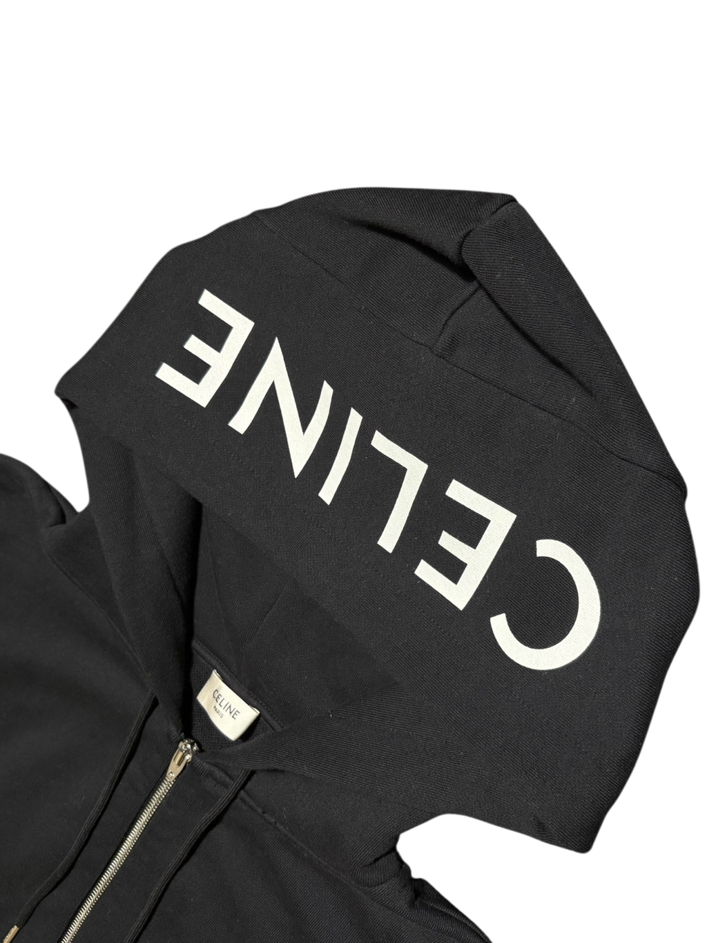 Celine Hood Logo Zip-Up Hoodie