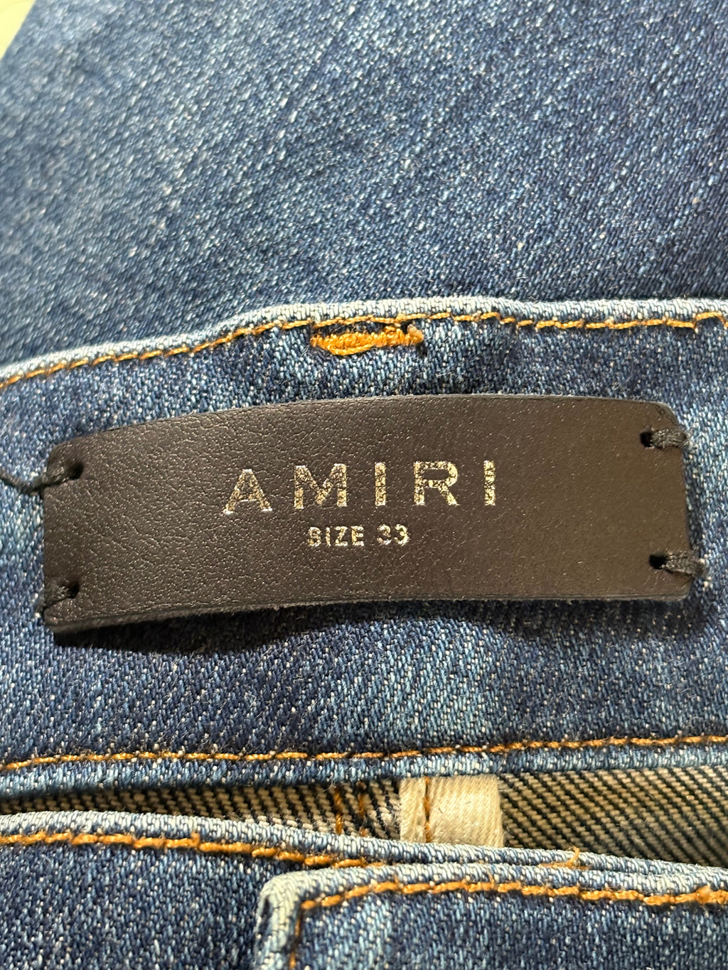 Amiri MX1 Dark Wash Black Patch Jeans - Size 33