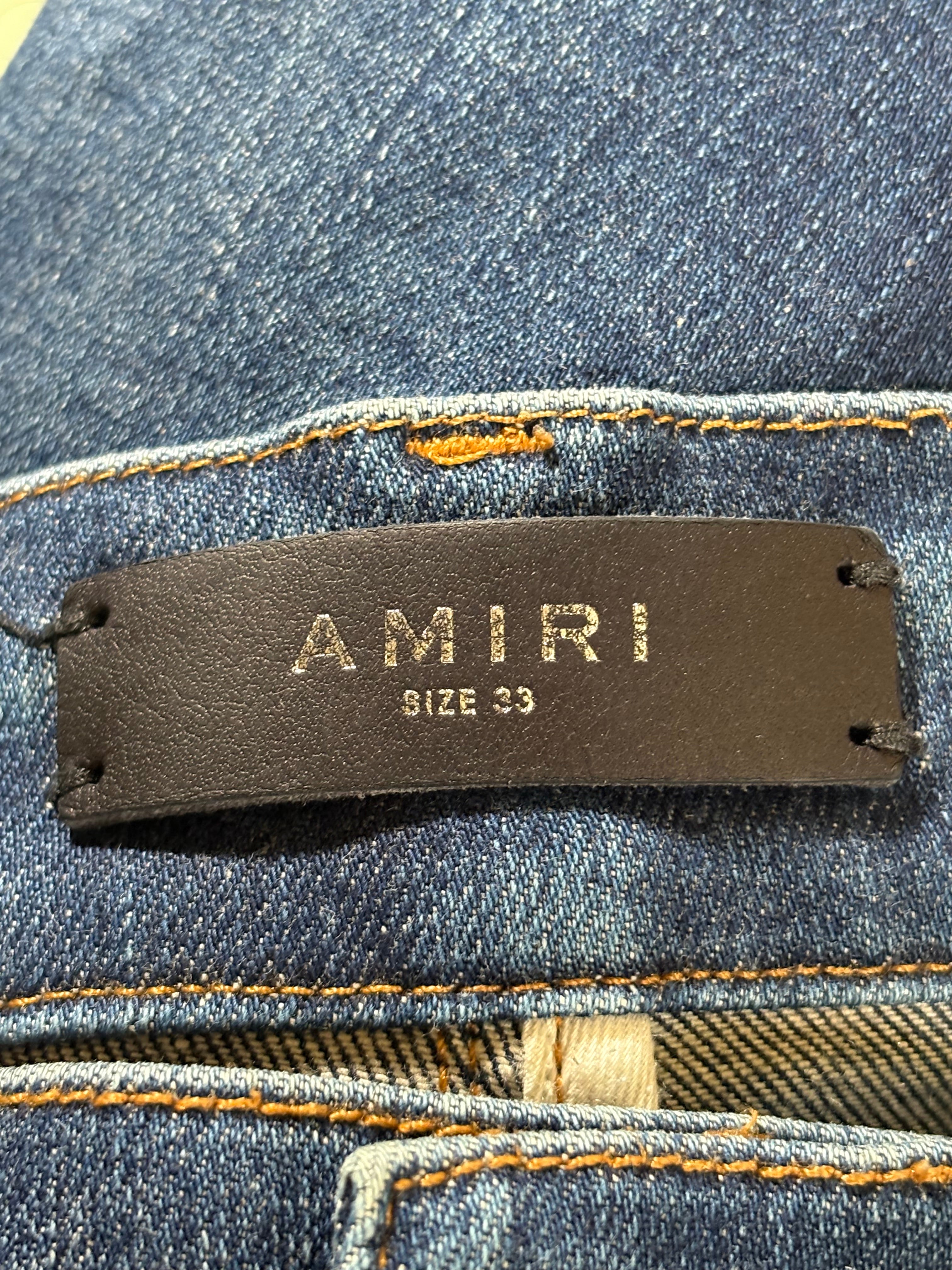 Amiri MX1 Dark Wash Black Patch Jeans - Size 33