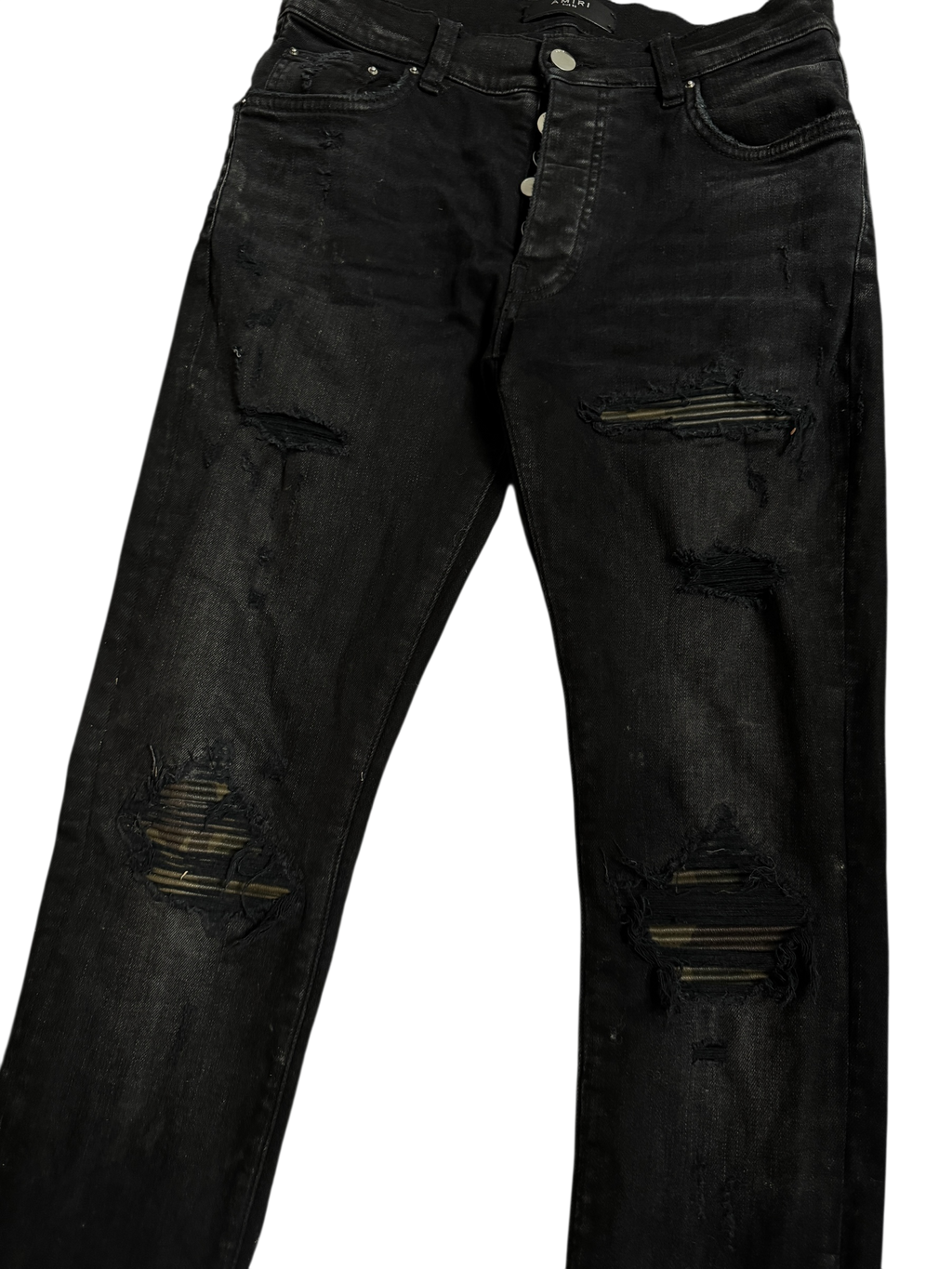 Amiri MX1 Black Camo Patch Jeans