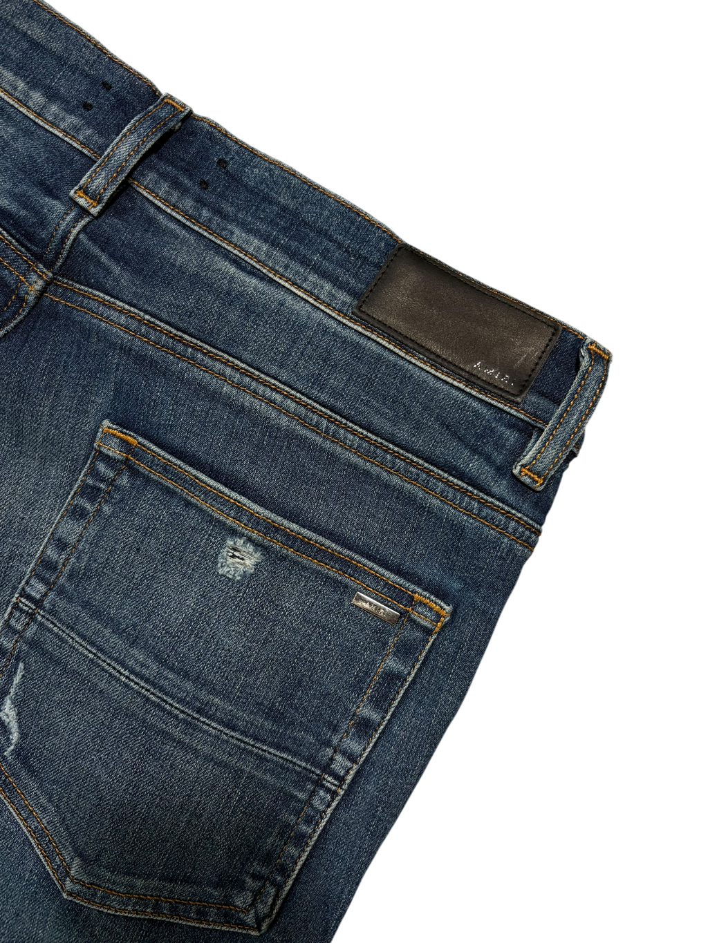 Amiri MX1 Dark Wash Black Patch Jeans - Size 33