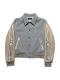 Amiri Gray/Beige Bones Varsity Jacket - Large