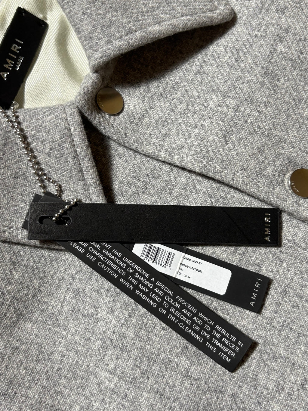 Amiri Gray/Beige Bones Varsity Jacket - Large