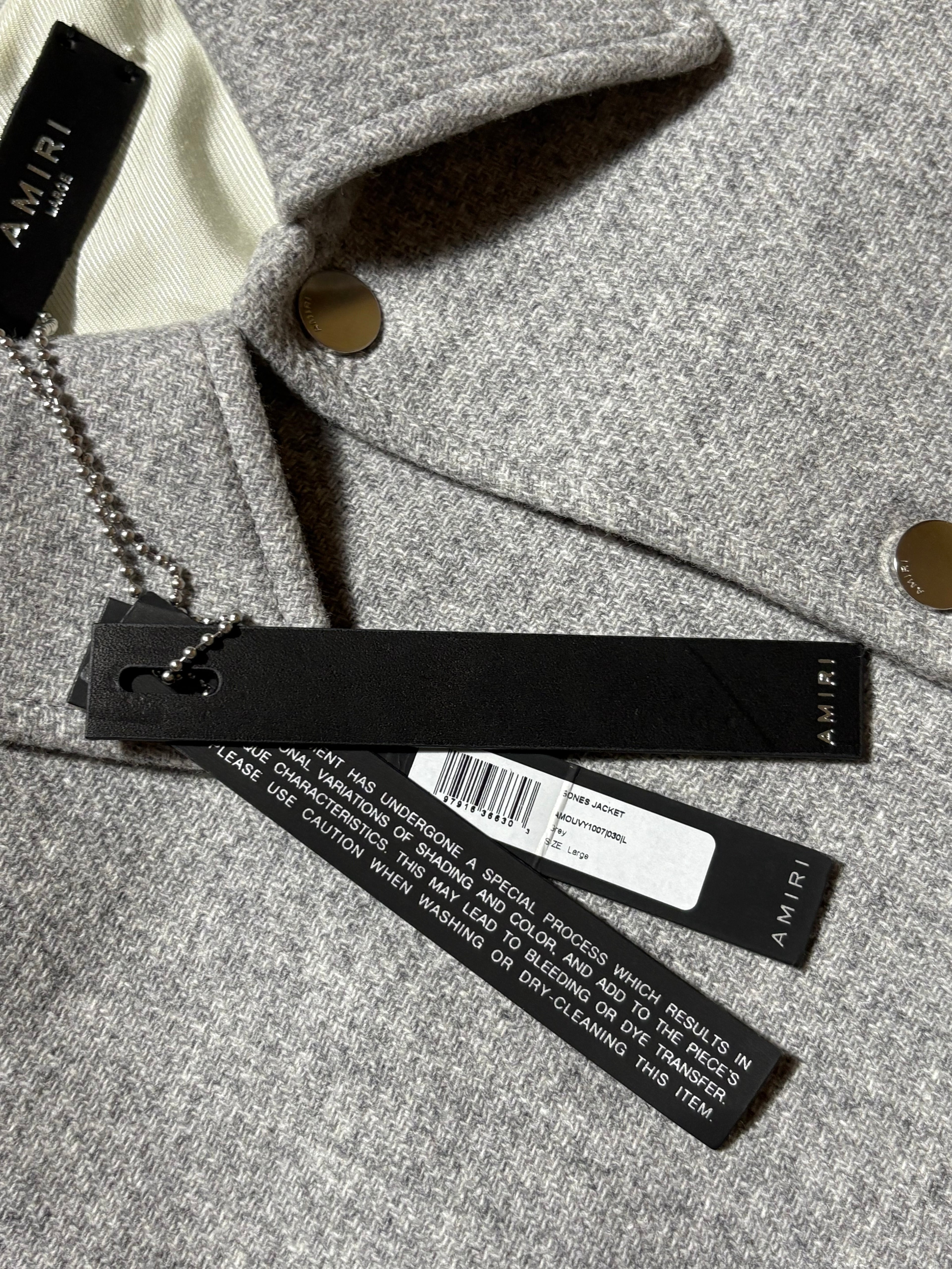 Amiri Gray/Beige Bones Varsity Jacket - Large