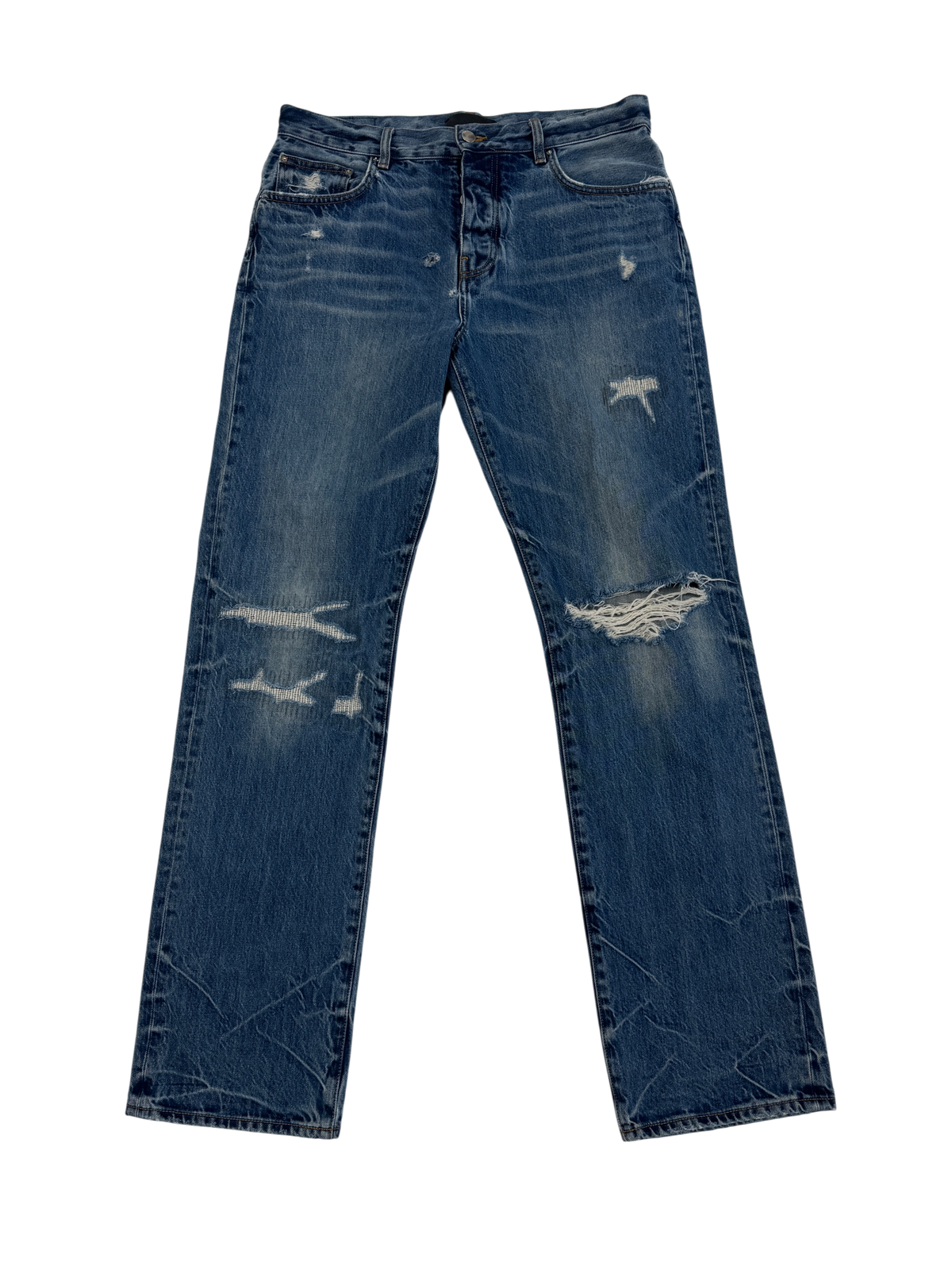 Amiri Fractured Straight Jeans River Indigo - Size 32