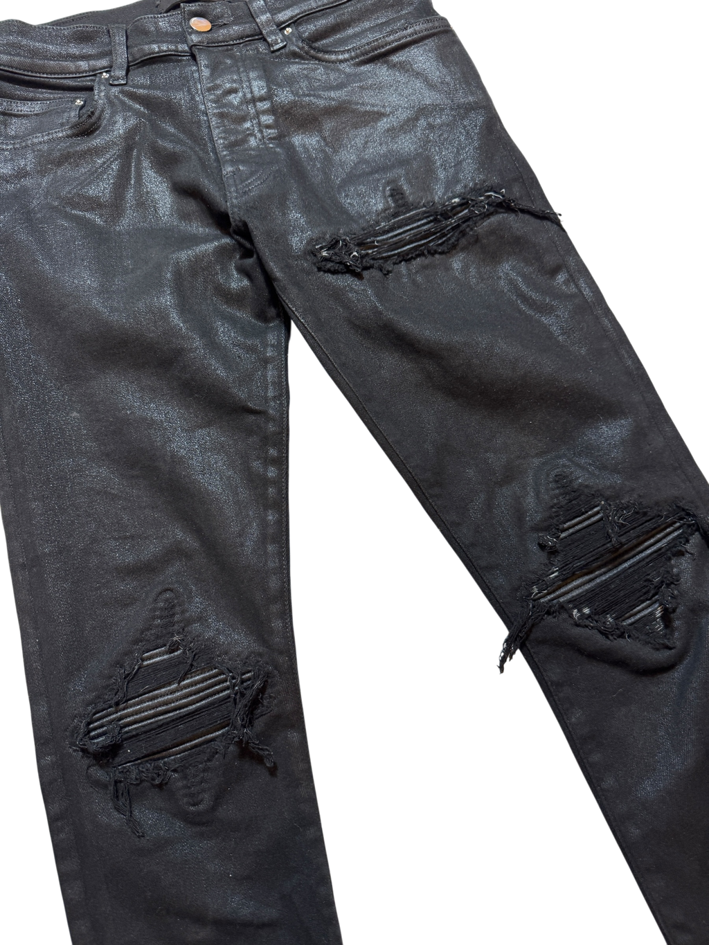 Amiri MX1 Waxed Black Jeans - Size 28