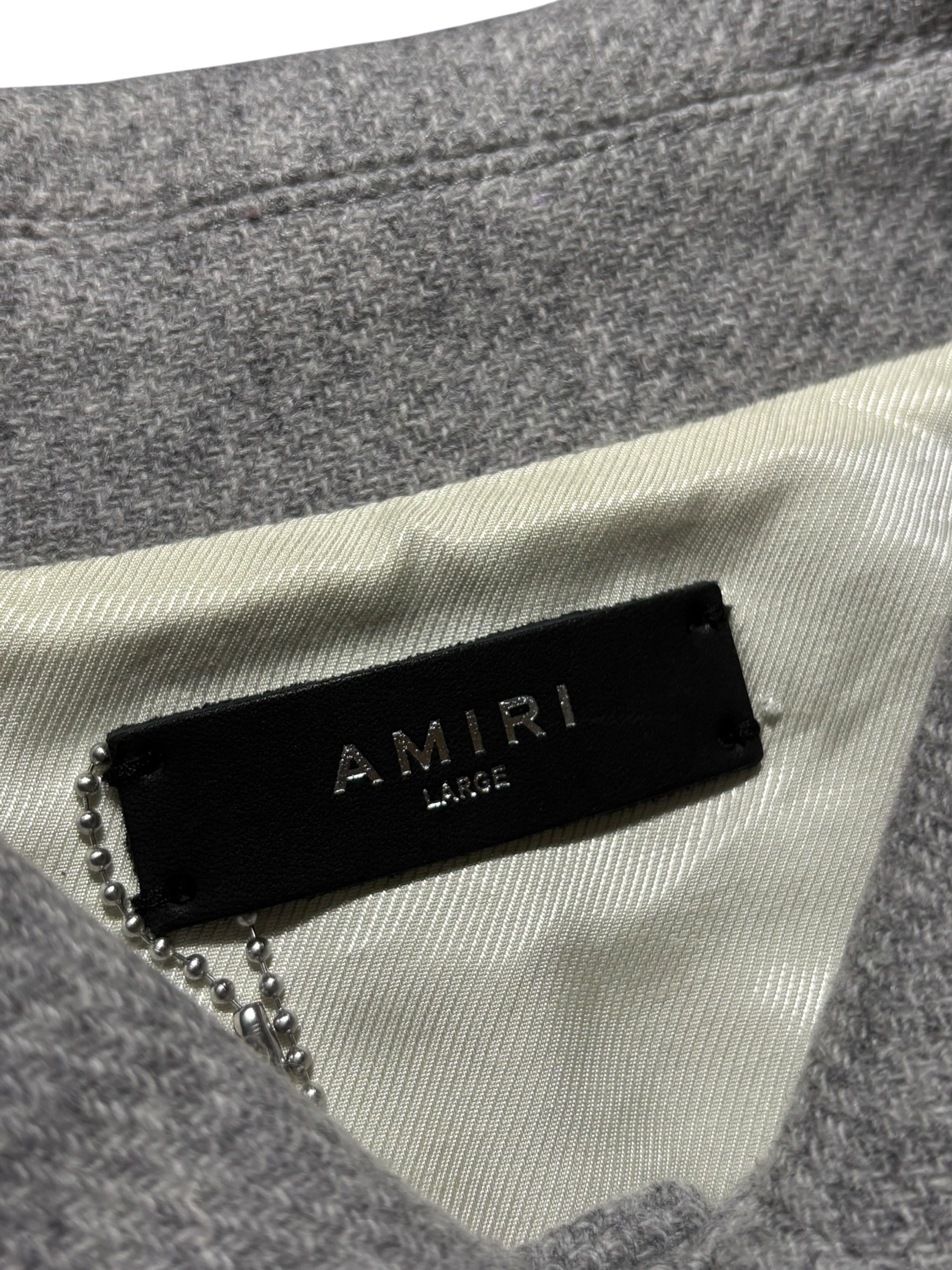 Amiri Gray/Beige Bones Varsity Jacket - Large