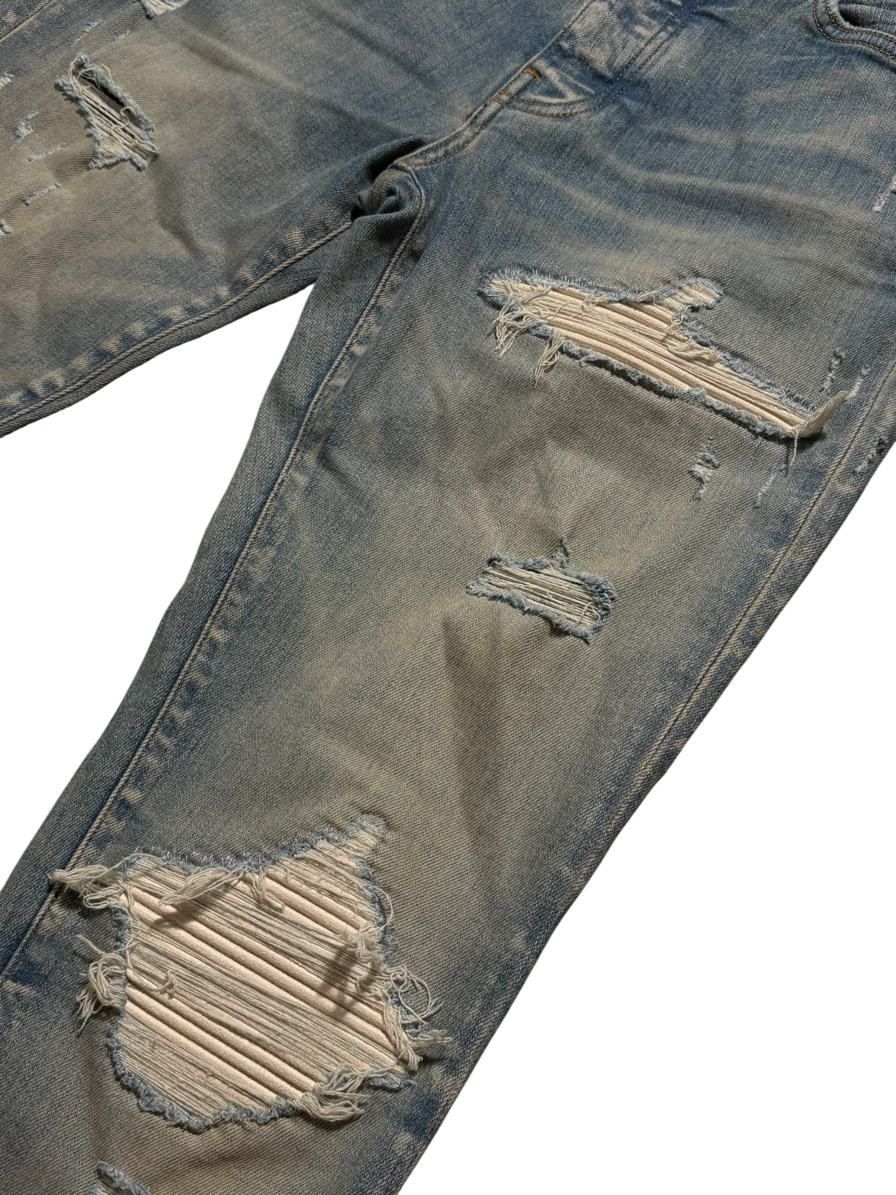 Amiri MX1 Light Wash White Patch Jeans - Size 31