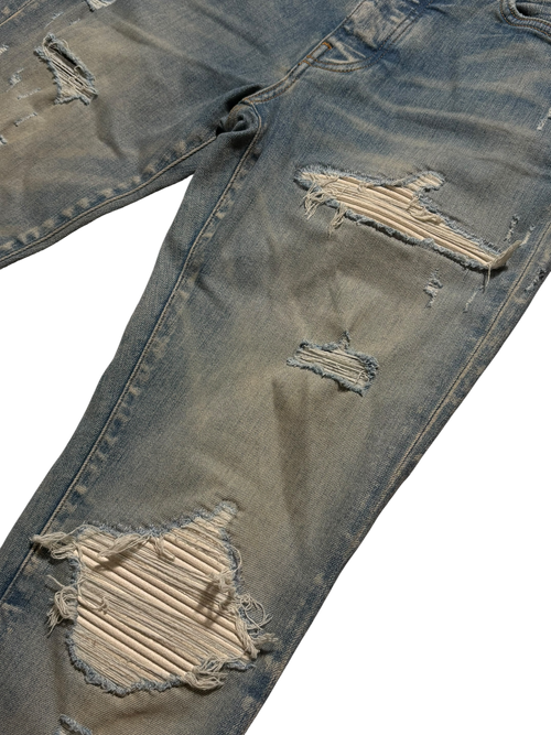 Amiri MX1 Light Wash White Patch Jeans - Size 31
