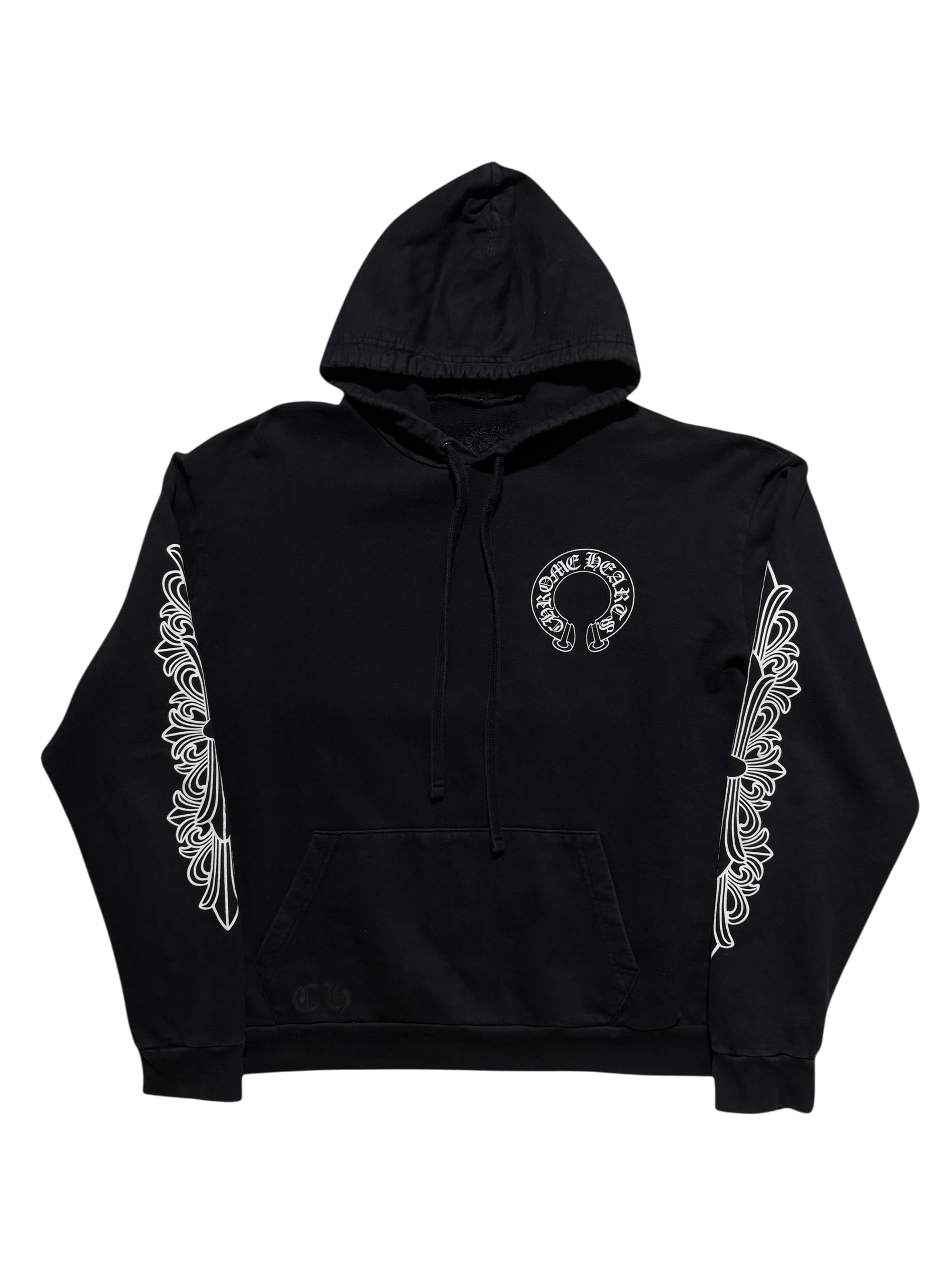 Chrome Hearts Floral Sleeve Horseshoe Pullover Hoodie - Large
