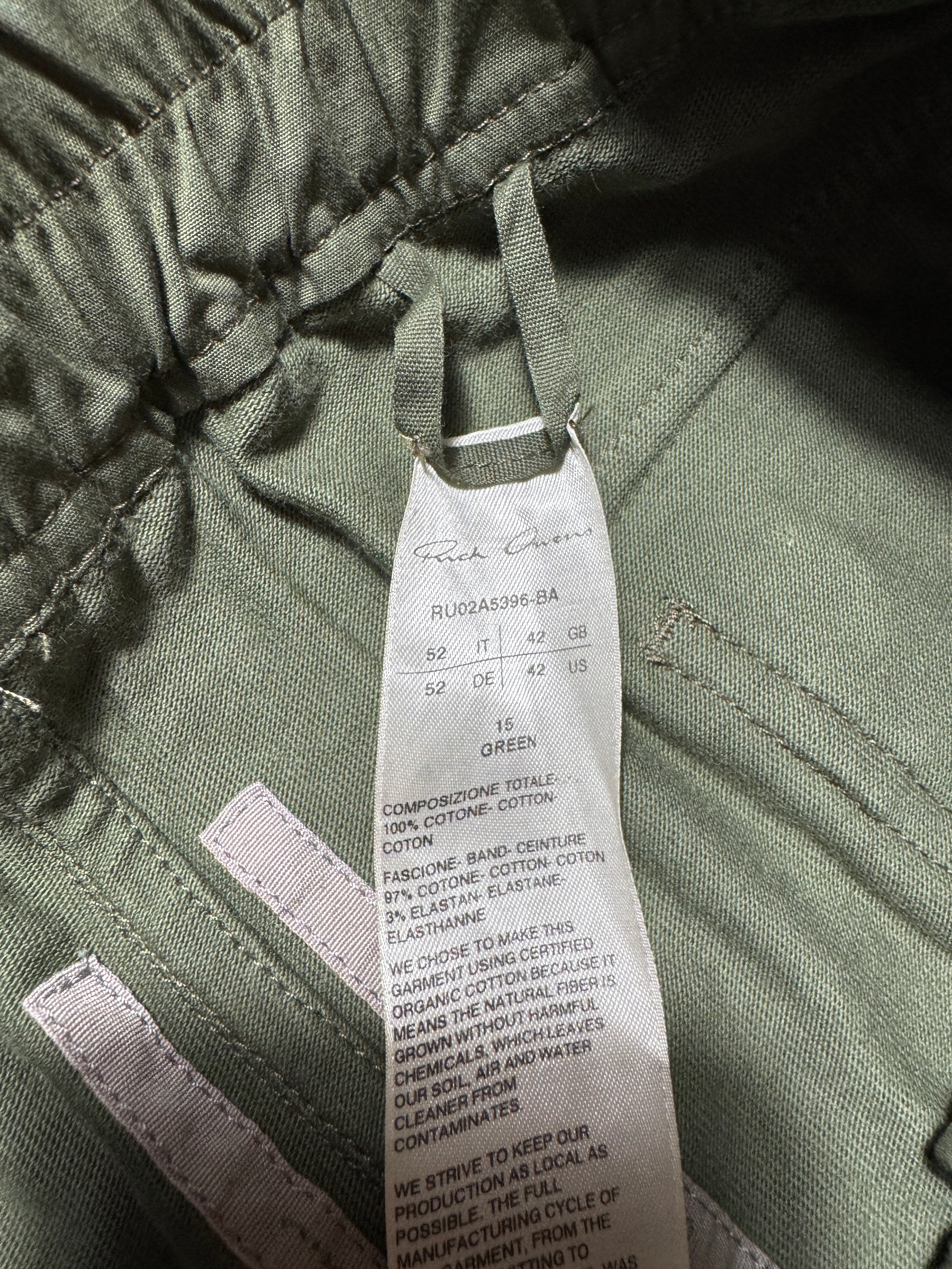 Rick Owens GETHSEMANE GREEN MASTADON CARGO SWEATPANTS