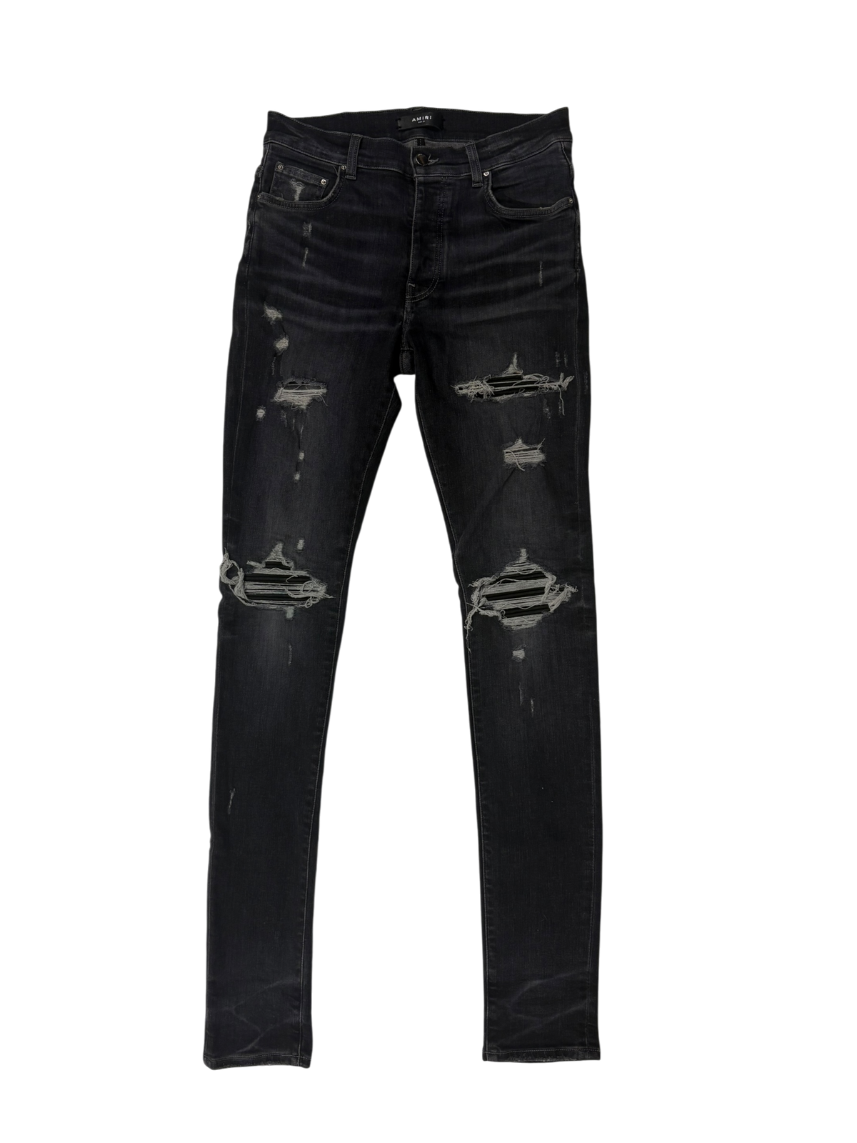 Amiri MX1 Black Patch Gray Jeans