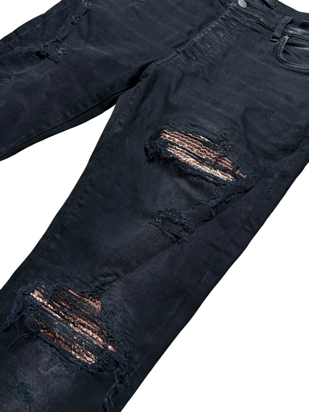 Amiri MX1 Brown Bandana Patch Black Jeans - Size 34