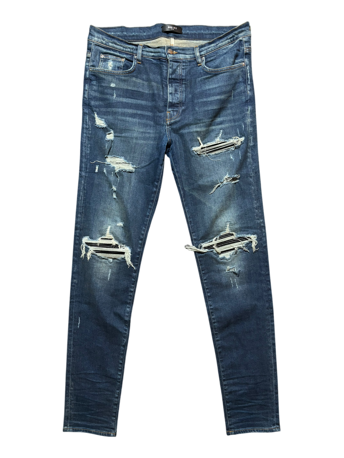 Amiri MX1 Blue Patch Black Jeans - Size 38
