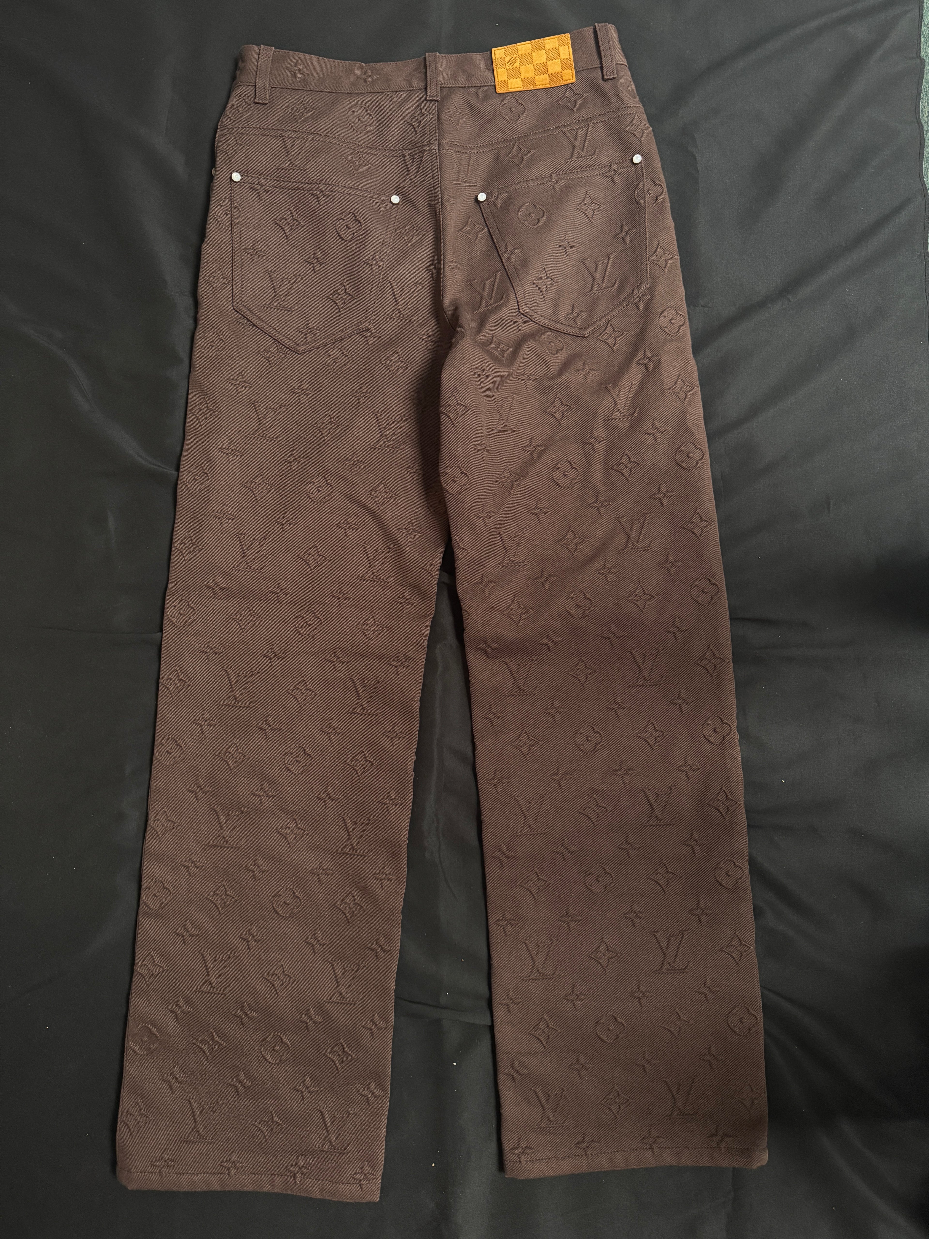 Louis Vuitton Brown Monogram Embossed Skate Jeans