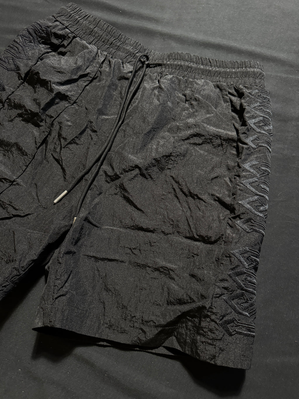 Lost Intricacy Black Nylon Shorts