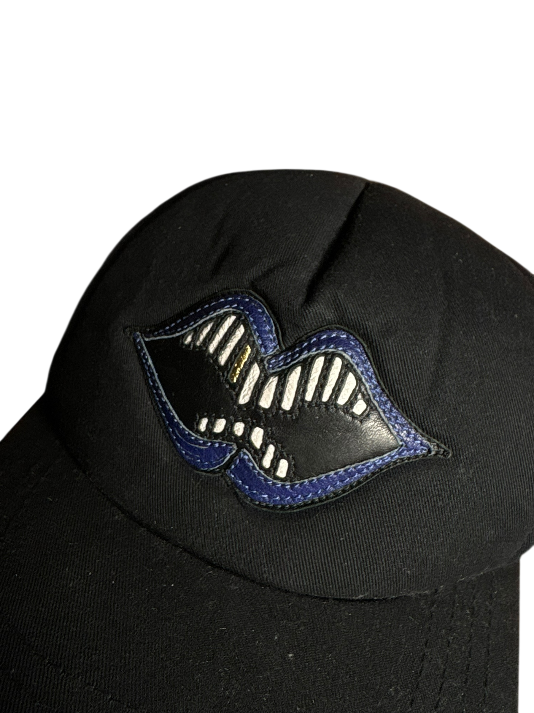 Chrome Hearts Blue Leather Chomper Trucker Hat