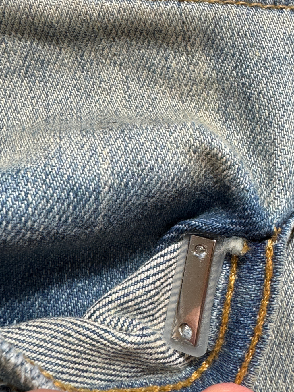 Amiri Mx1 Light Wash Green Plaid Patch Jeans