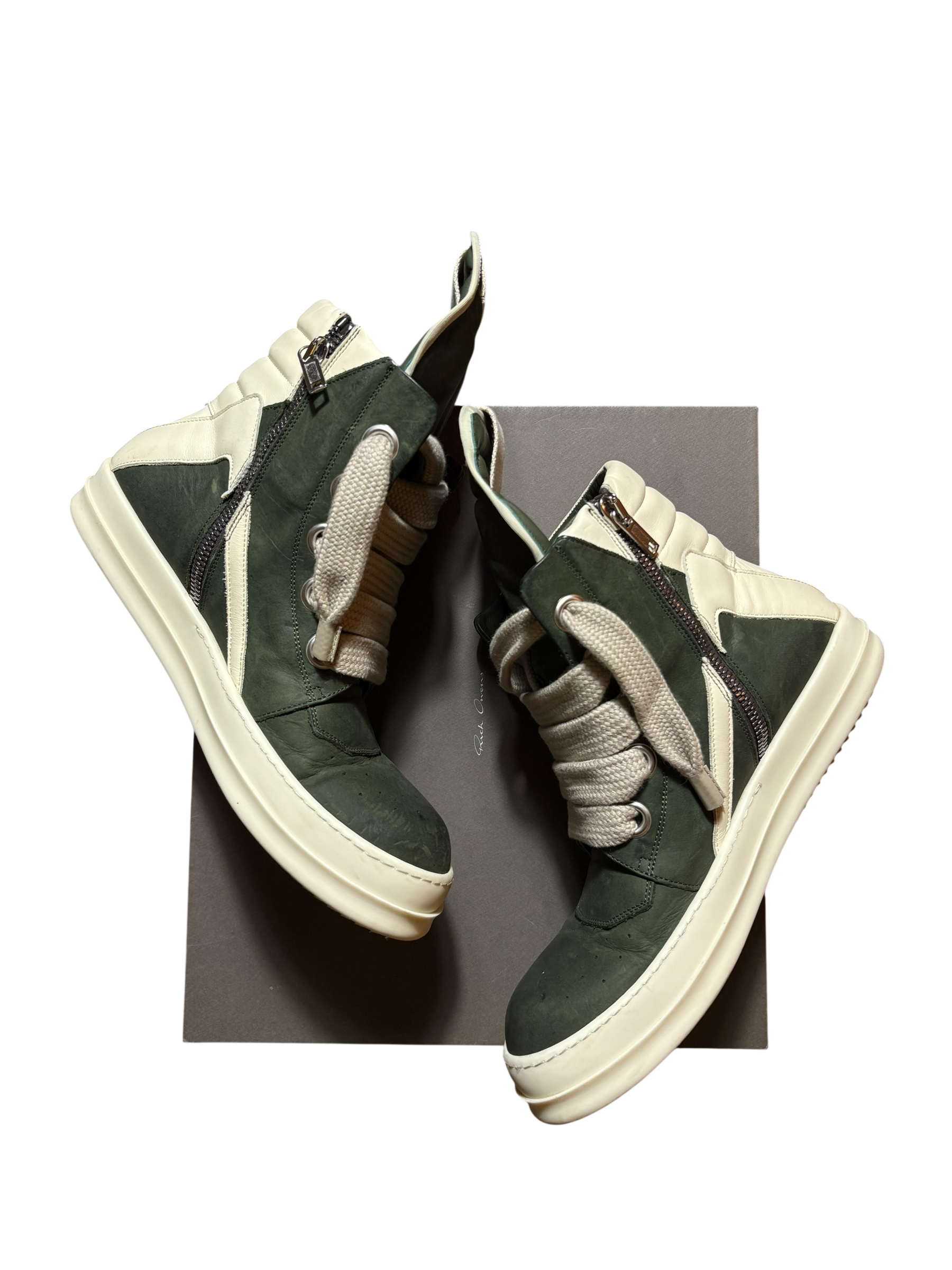 Rick Owens Green Jumbo Lace Geobasket Sneakers - 12