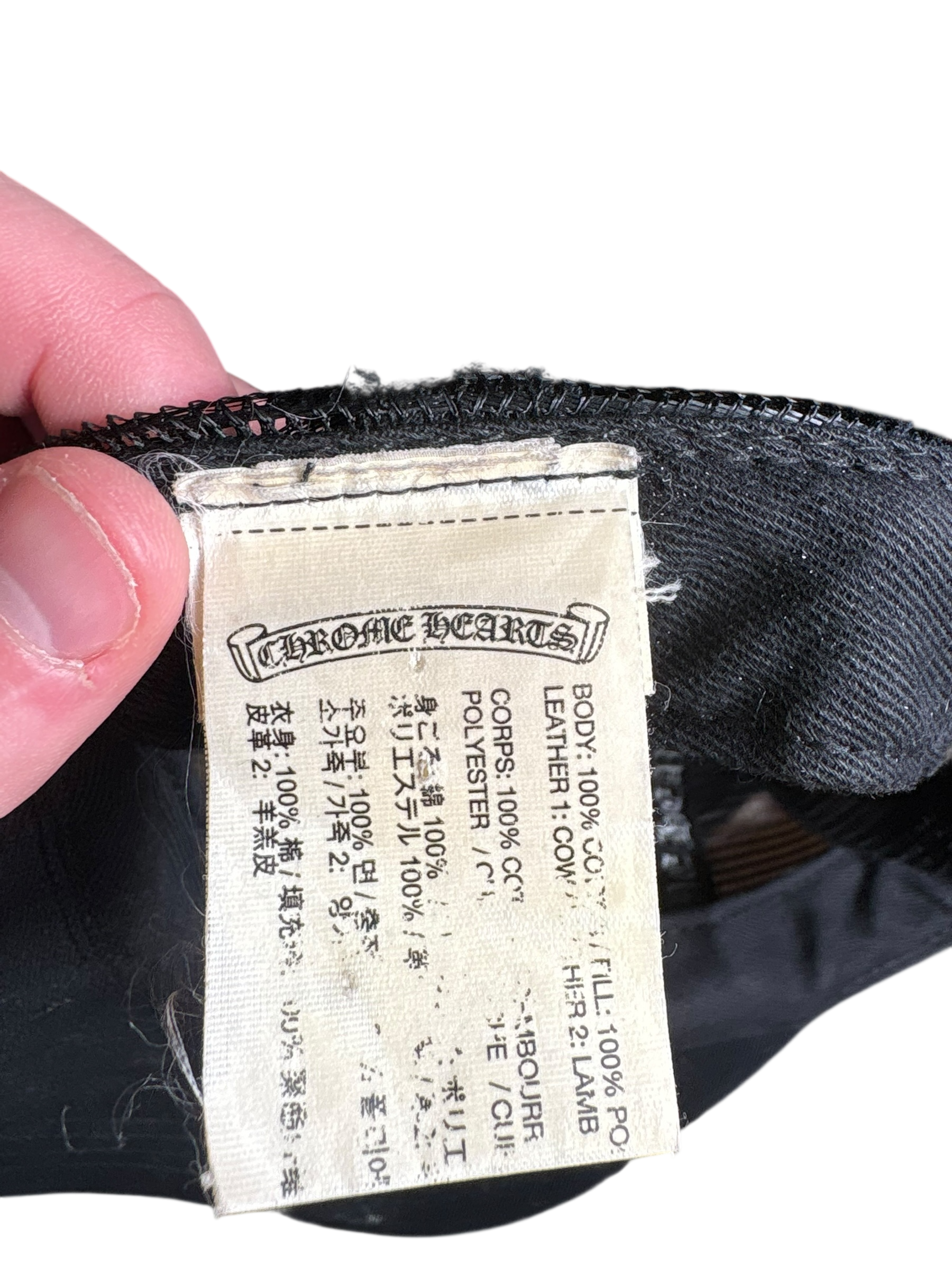 Chrome Hearts Blue Leather Chomper Trucker Hat