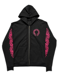 Chrome Hearts Pink Floral Horseshoe Zip Hoodie - Size Small