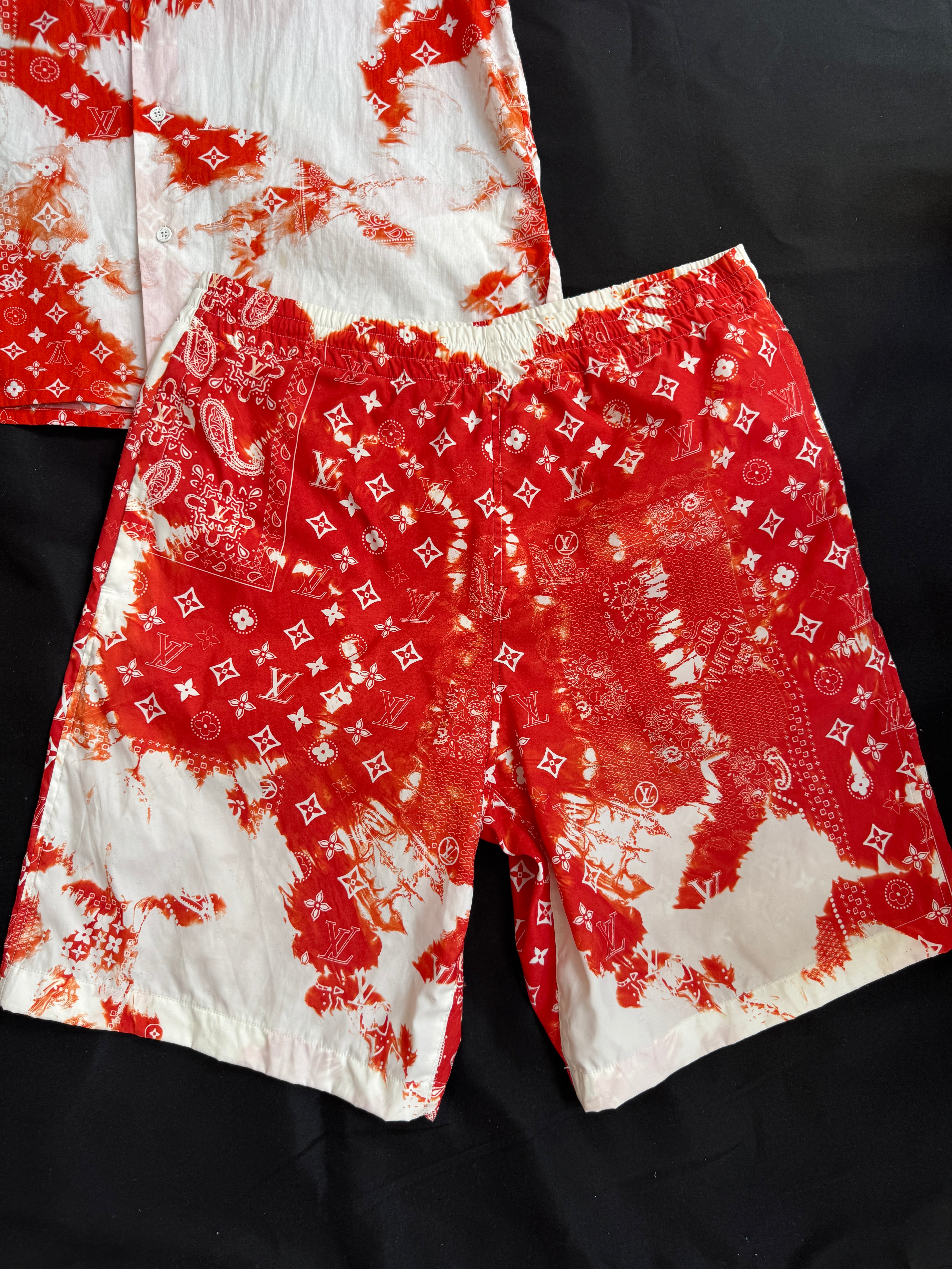 Louis Vuitton Orange Bandana Bleached Set - Size M