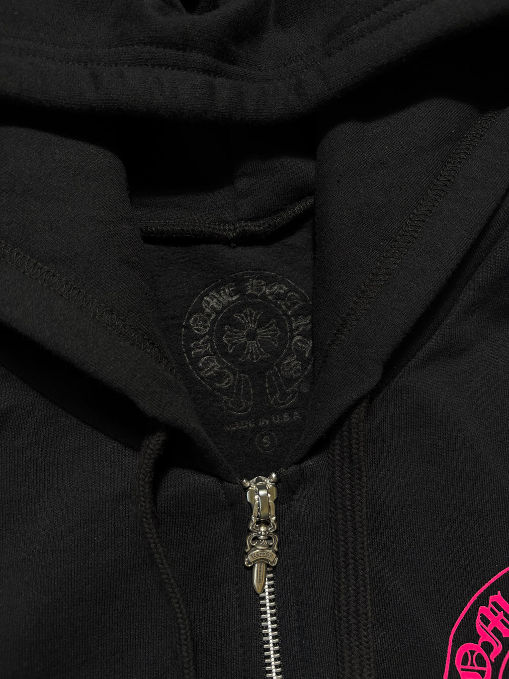 Chrome Hearts Pink Floral Horseshoe Zip Hoodie - Size Small