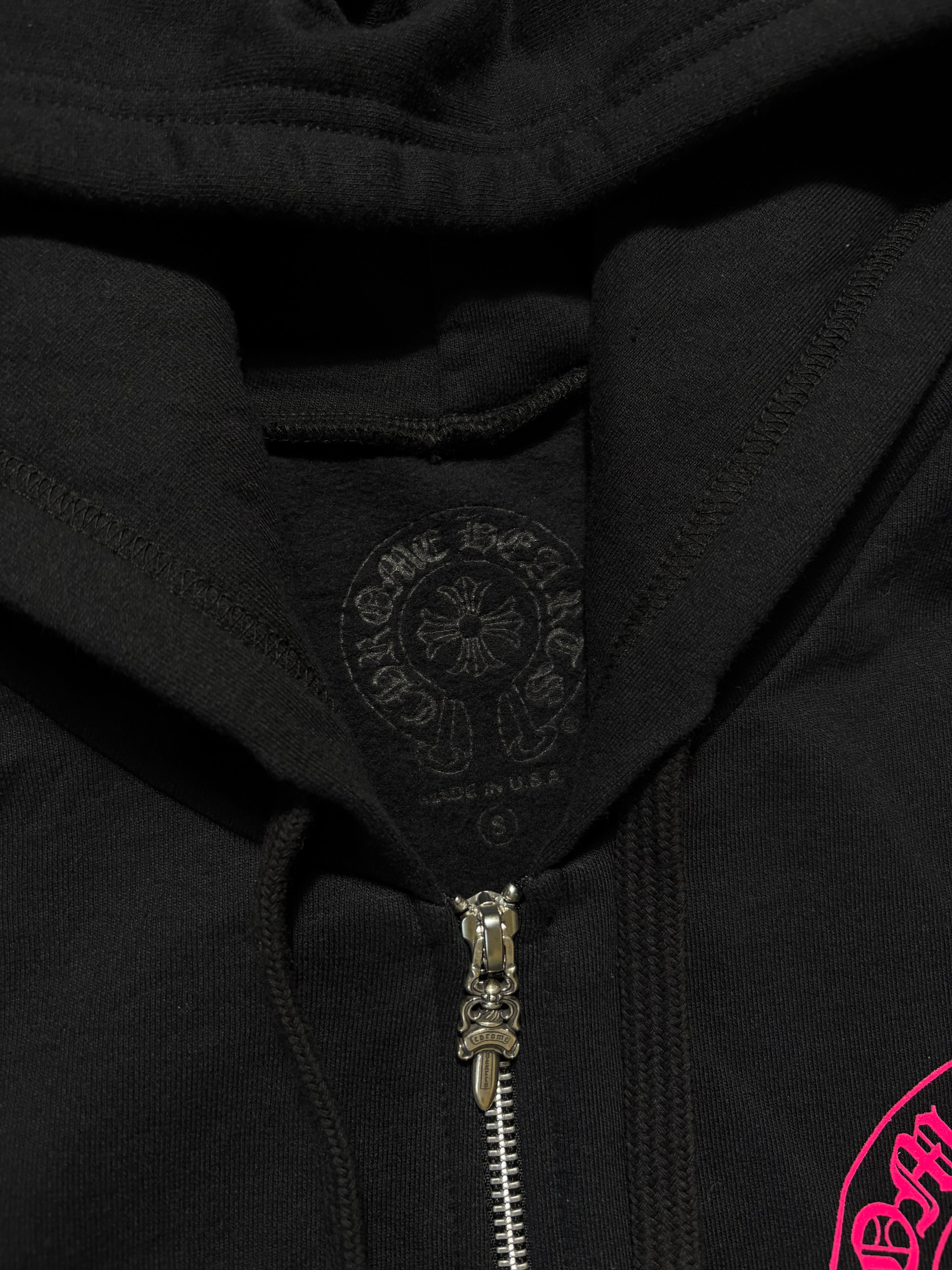 Chrome Hearts Pink Floral Horseshoe Zip Hoodie - Size Small